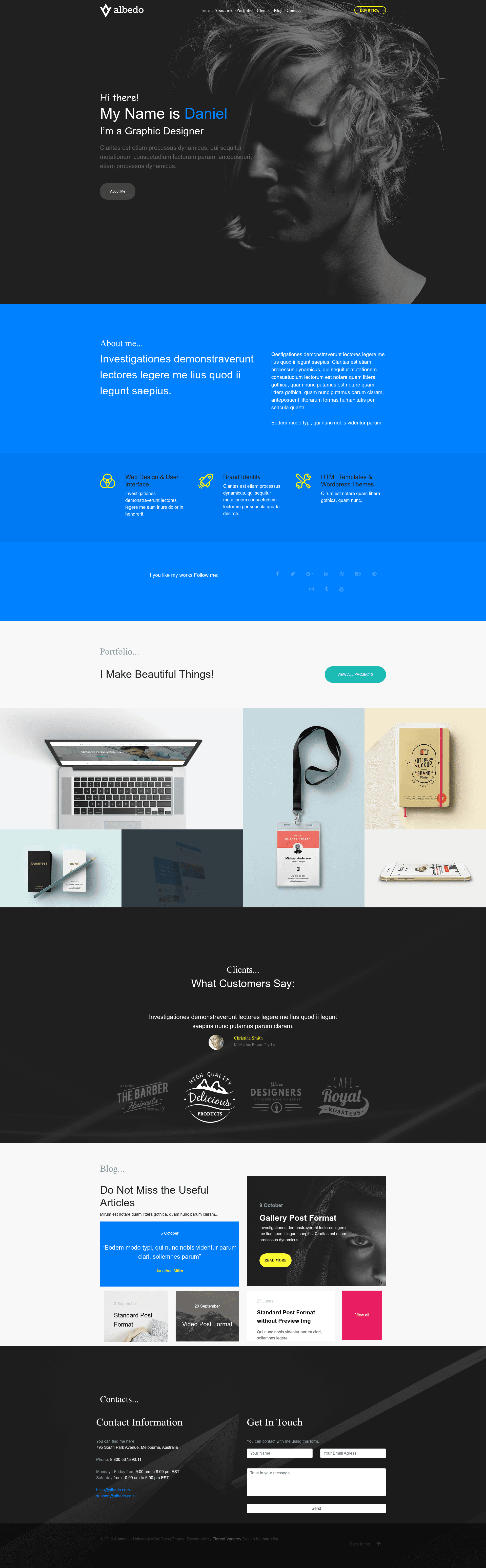 screenshot of Albedo – Free HTML5, Bootstrap Portfolio Website Template on template0.com