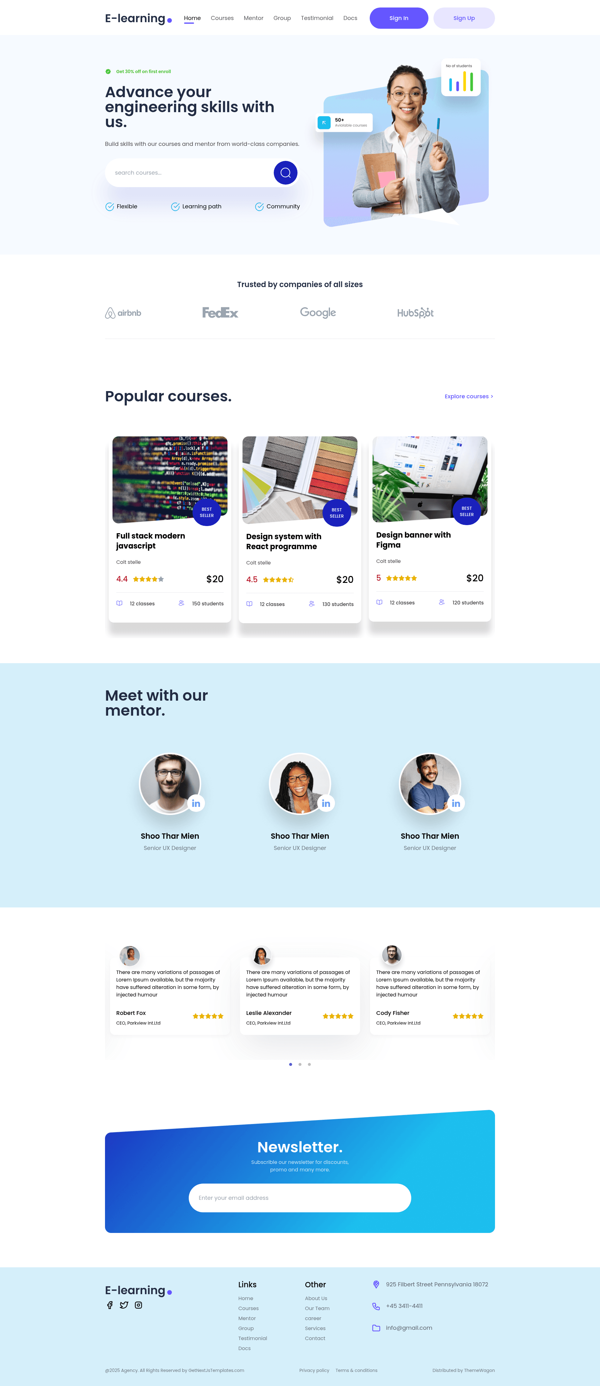 screenshot of eLearning on template0.com