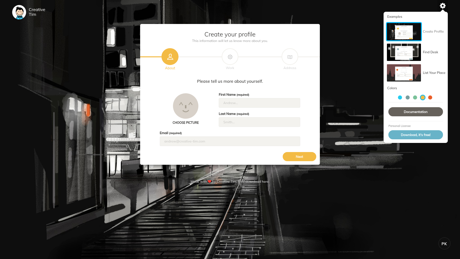 screenshot of Paper Bootstrap Wizard on template0.com