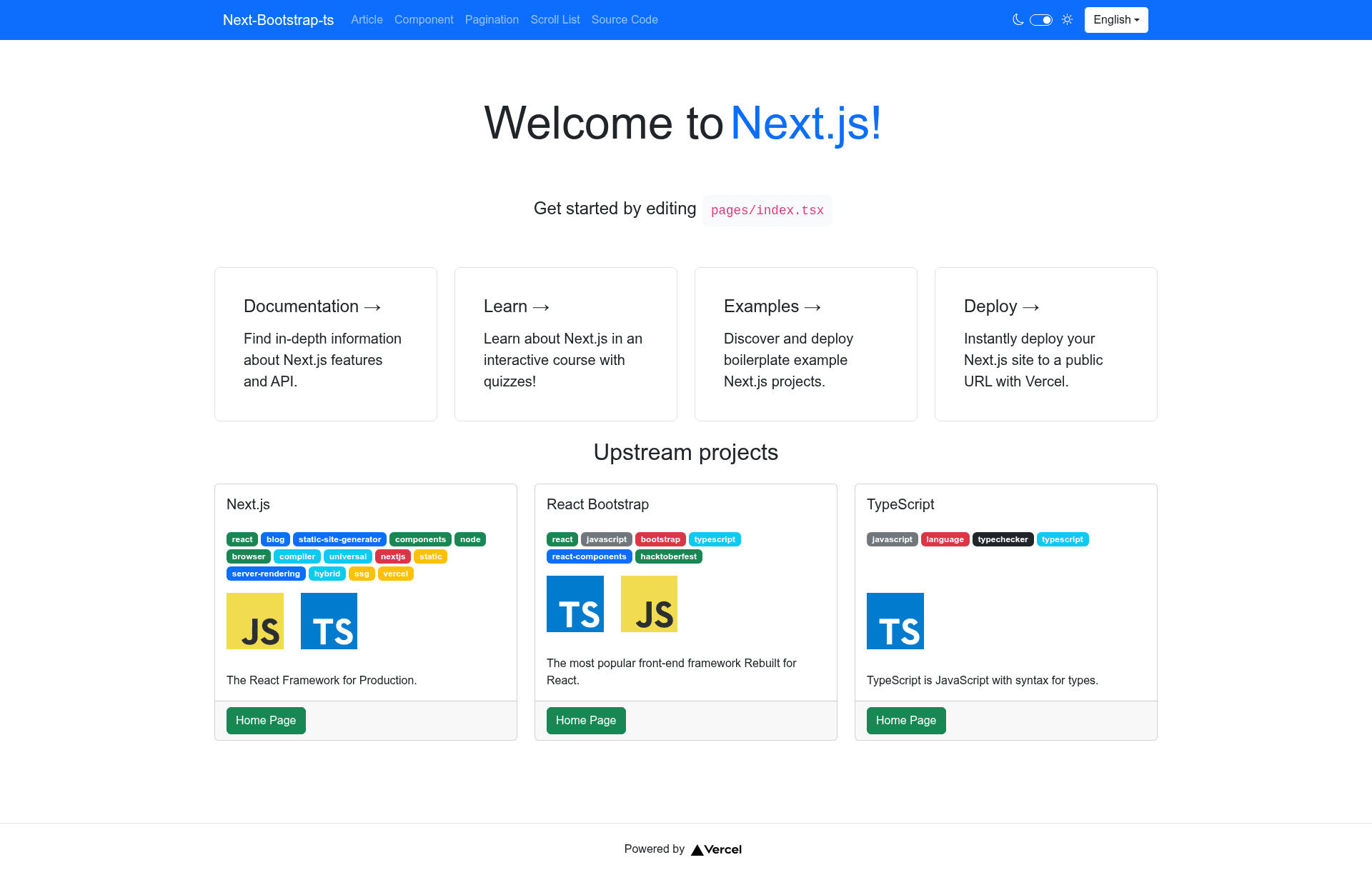 screenshot of Next-Bootstrap-ts on template0.com