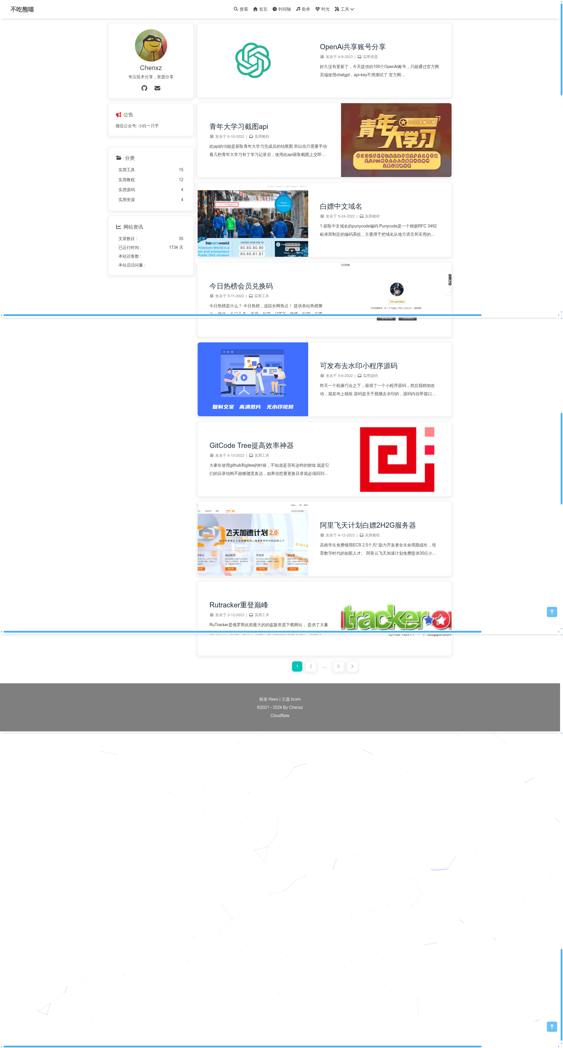 screenshot of Hexo Theme Bcxm on template0.com