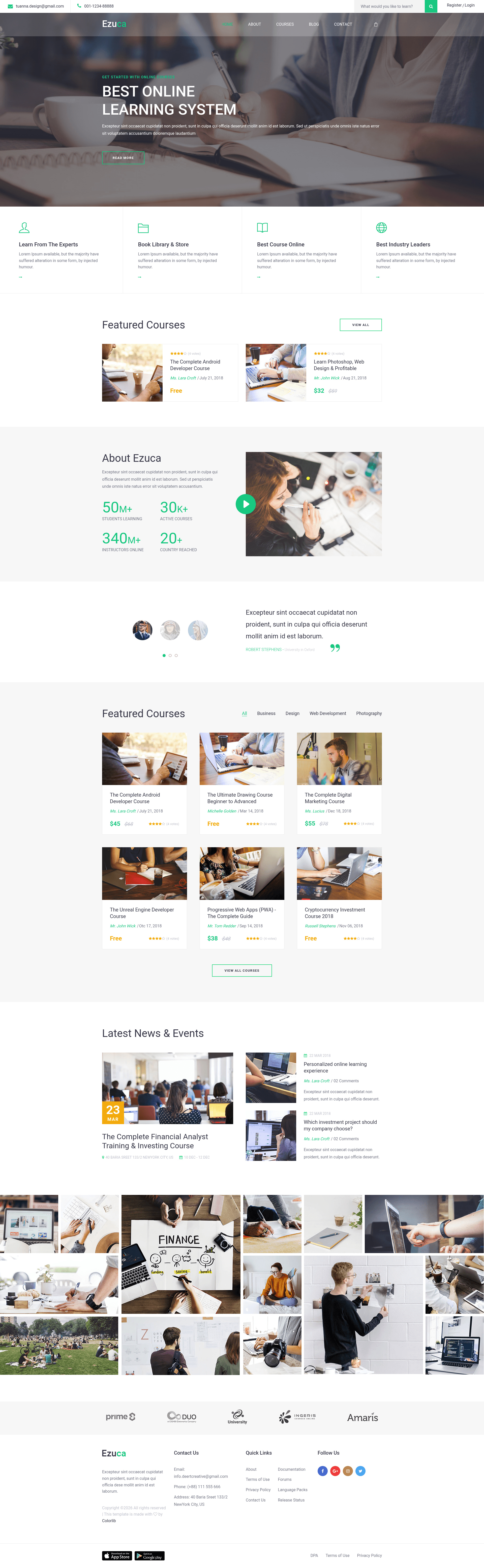 screenshot of Ezuca – Free HTML5 Education Template for Modern Websites on template0.com