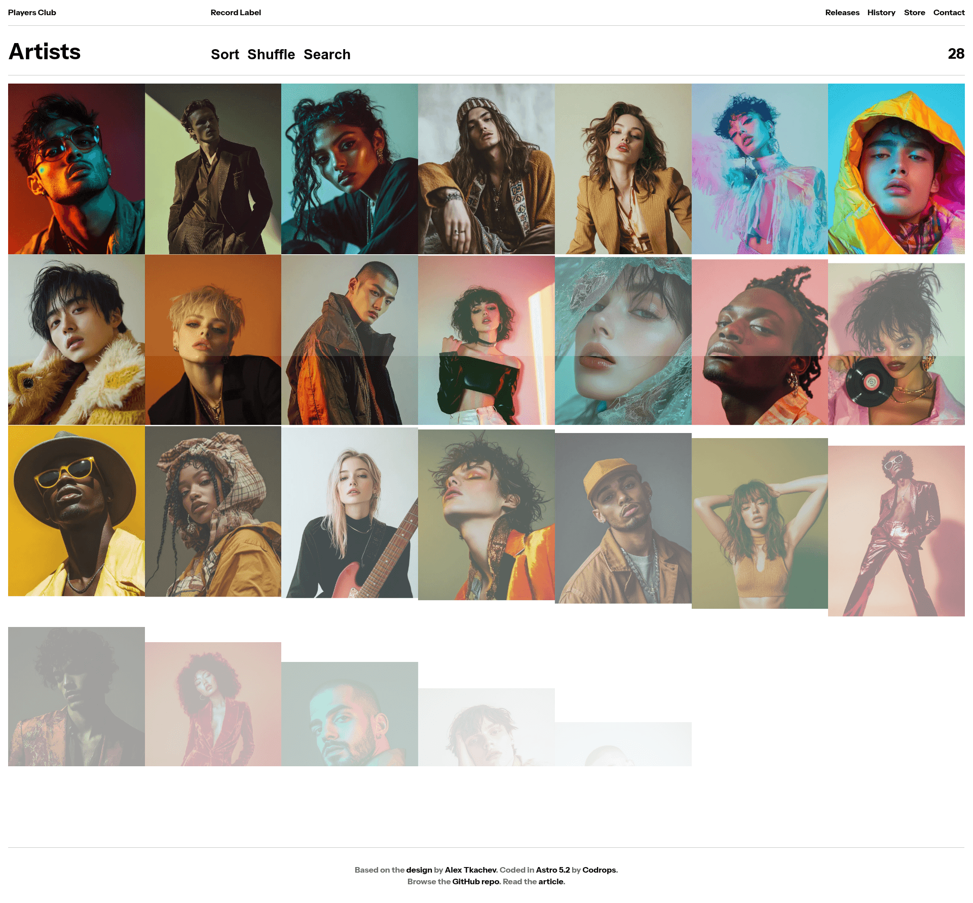 screenshot of Players Club on template0.com