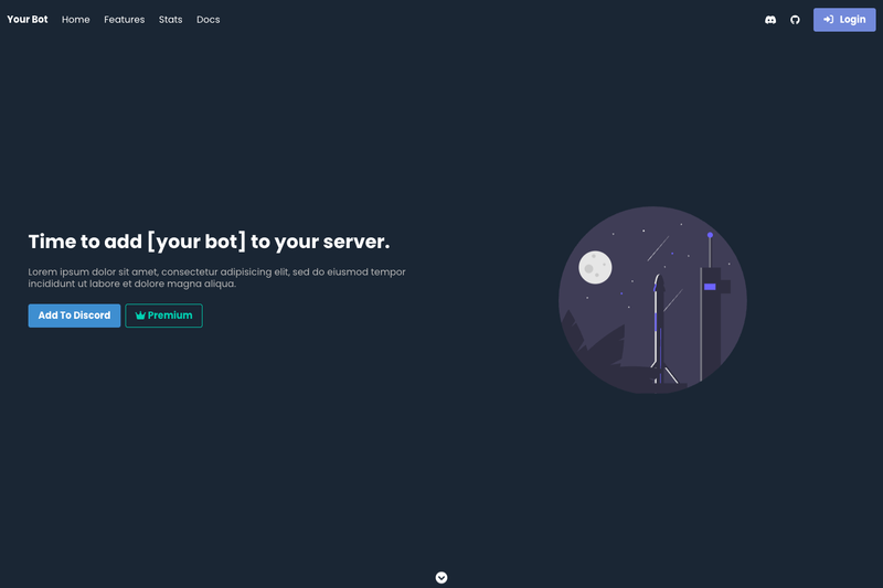 Image for Discord Bot Landing Page Web on template0.com Image for Discord Bot Landing Page Web on template0.com