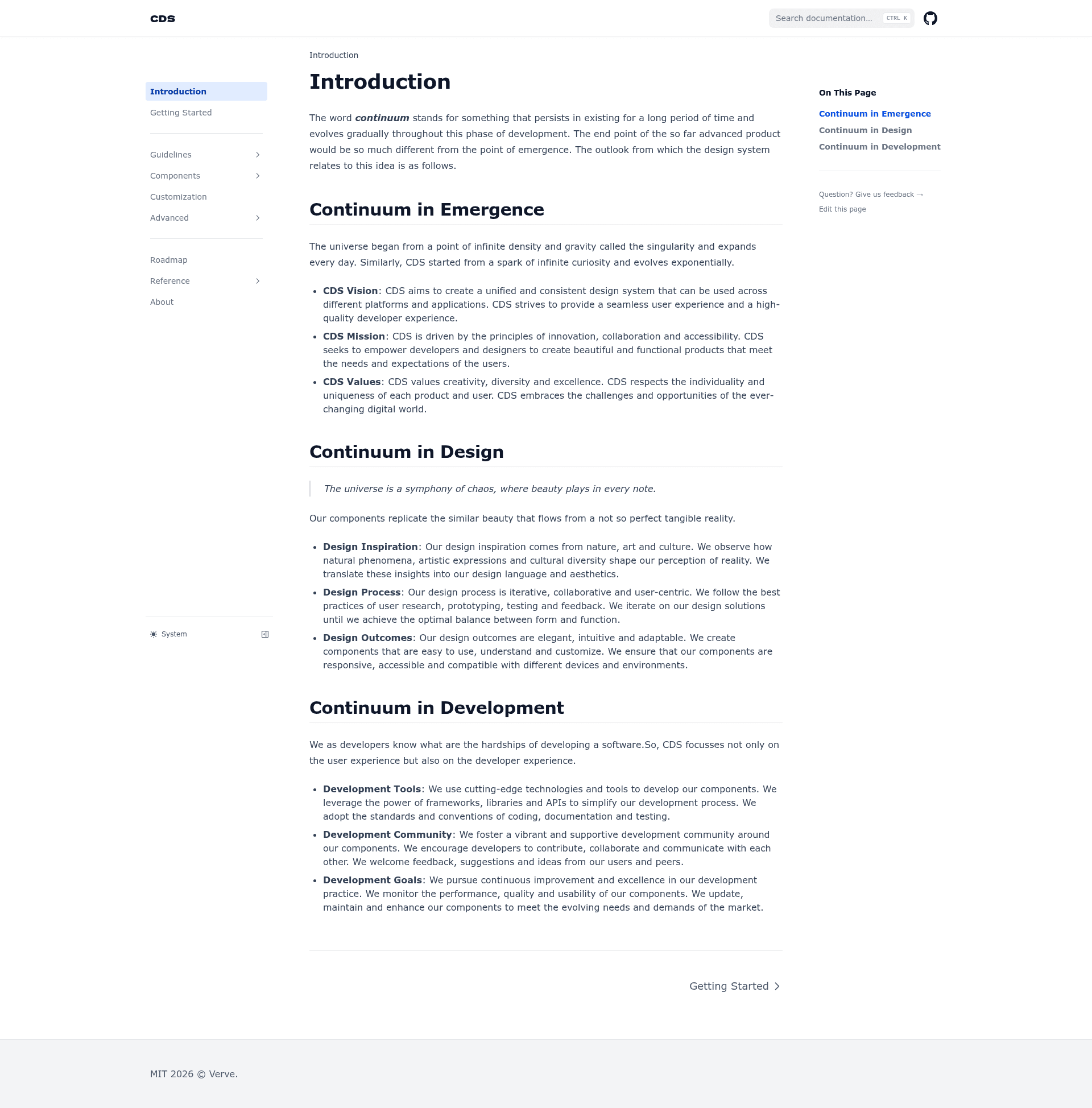 screenshot of CDS Docs on template0.com