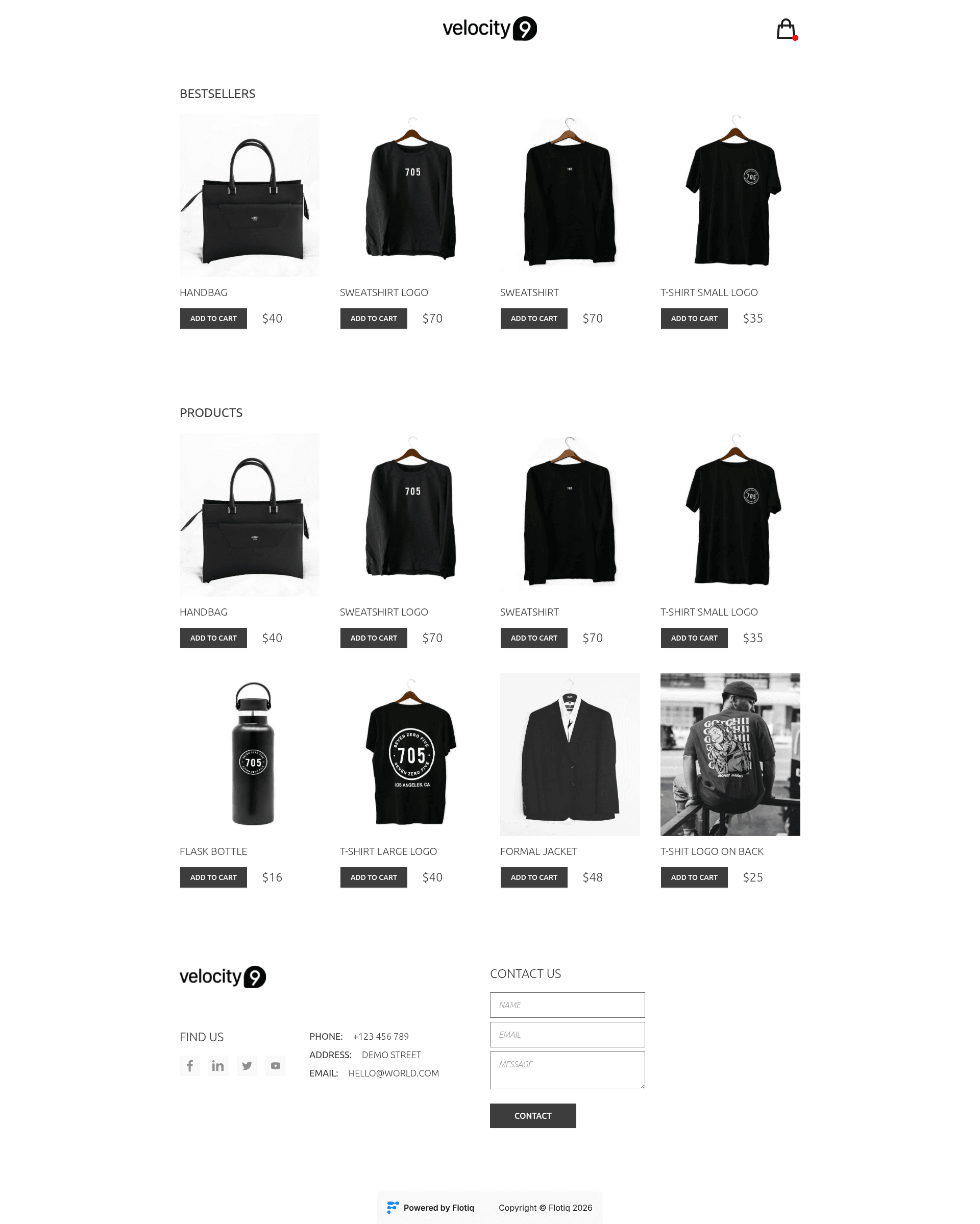 screenshot of Flotiq Gatsby Shop 1 – Merch Store on template0.com