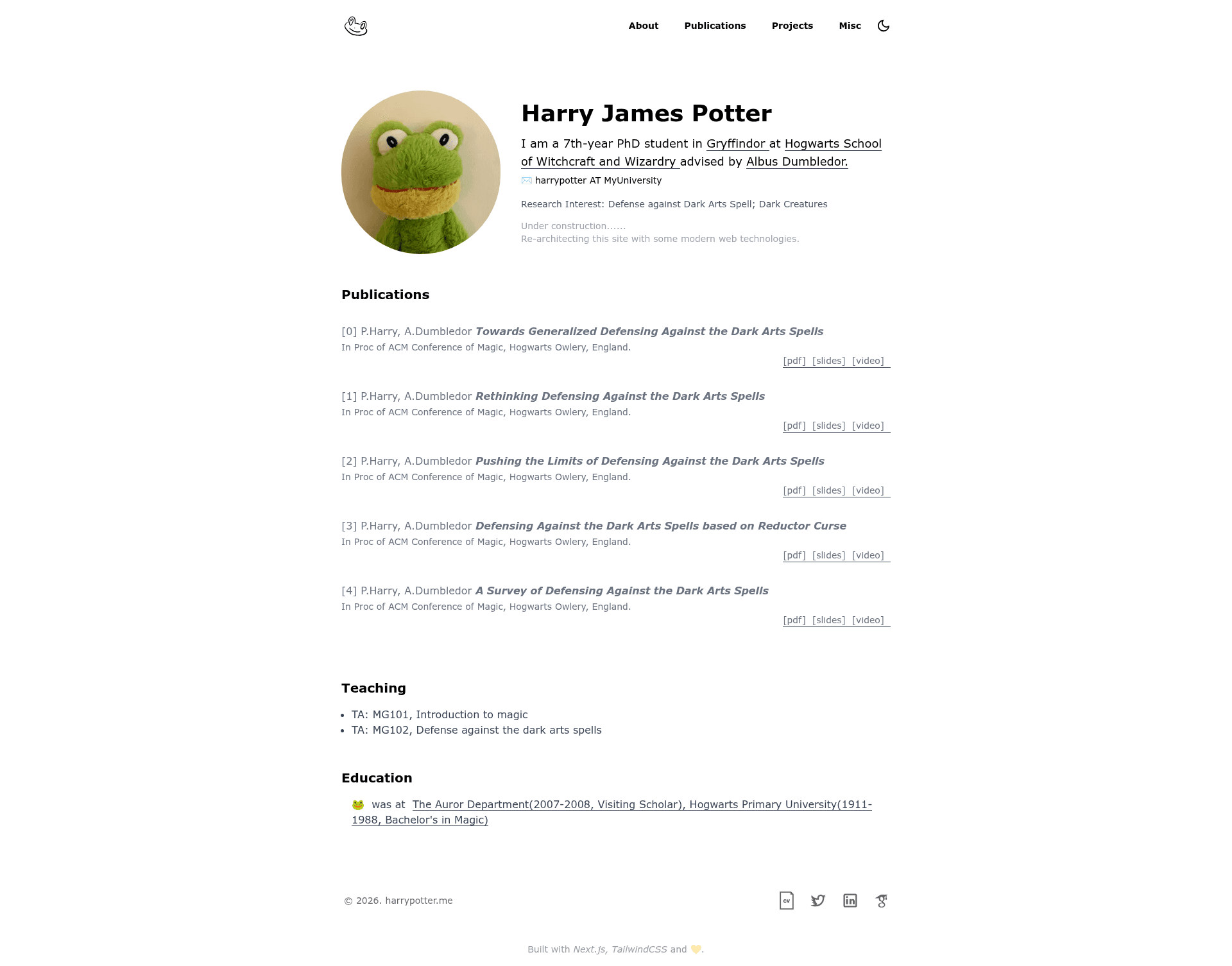screenshot of NextJS Academic Theme on template0.com