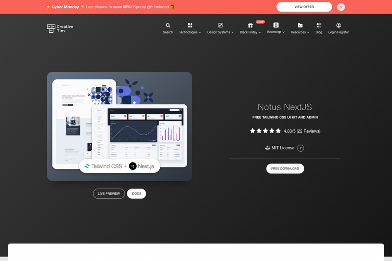 Image for Notus NextJS on template0.com Image for Notus NextJS on template0.com