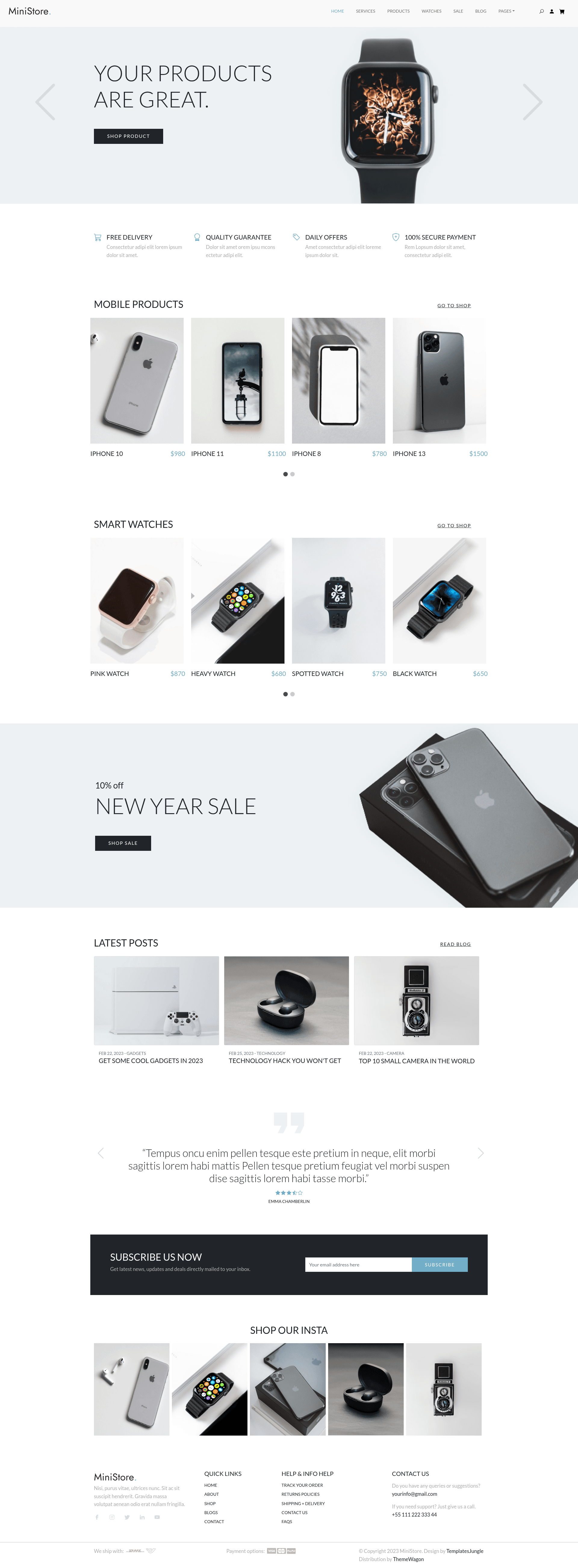 screenshot of MiniStore – Free Bootstrap 5 E-Commerce Website Template on template0.com