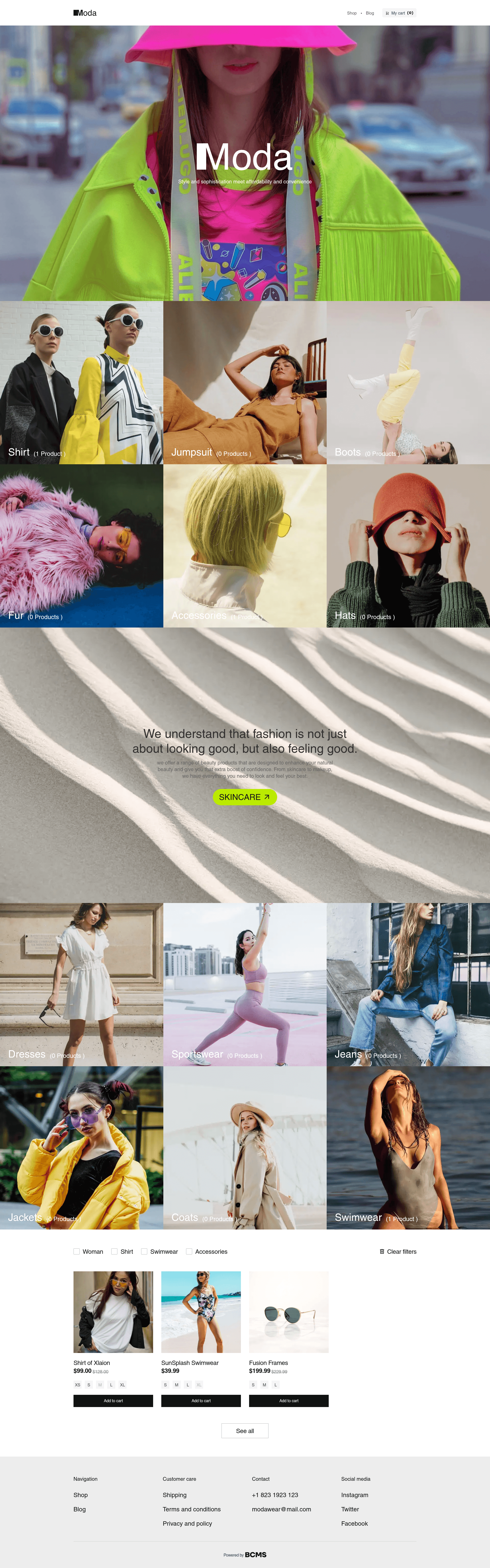 screenshot of Moda E-commerce Starter on template0.com