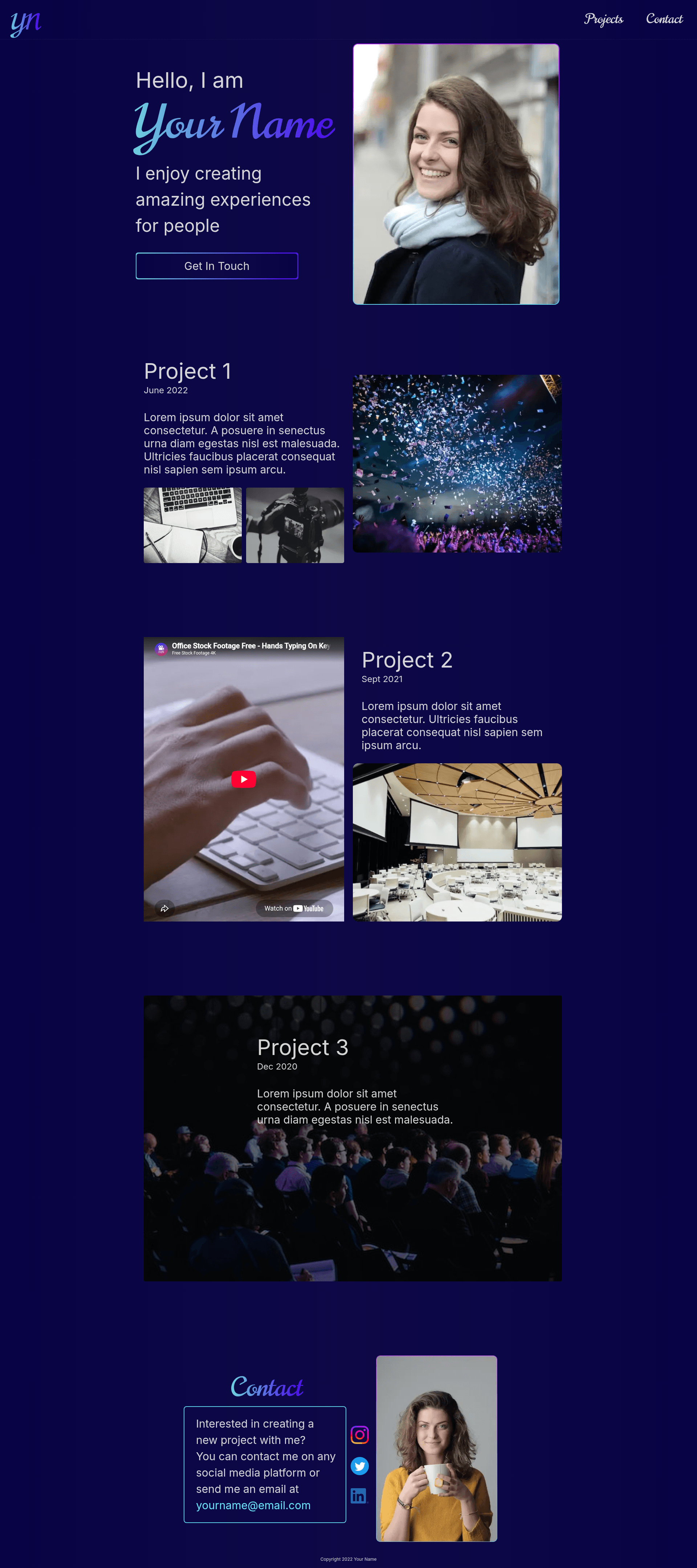 screenshot of Example Portfolio on template0.com
