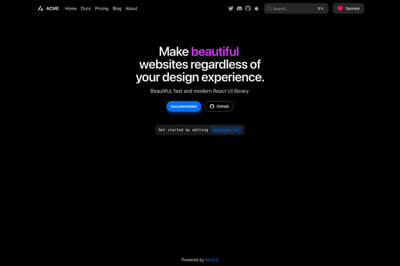 Image for Next.js & HeroUI Template on template0.com Image for Next.js & HeroUI Template on template0.com