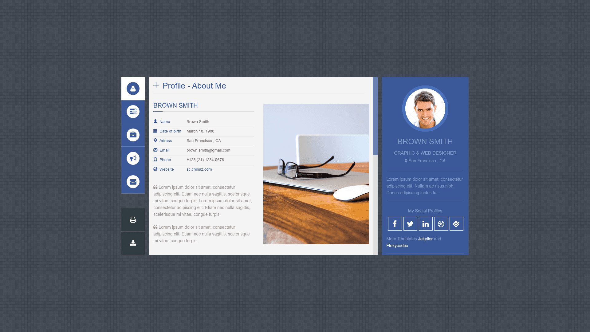 screenshot of PanelCV on template0.com