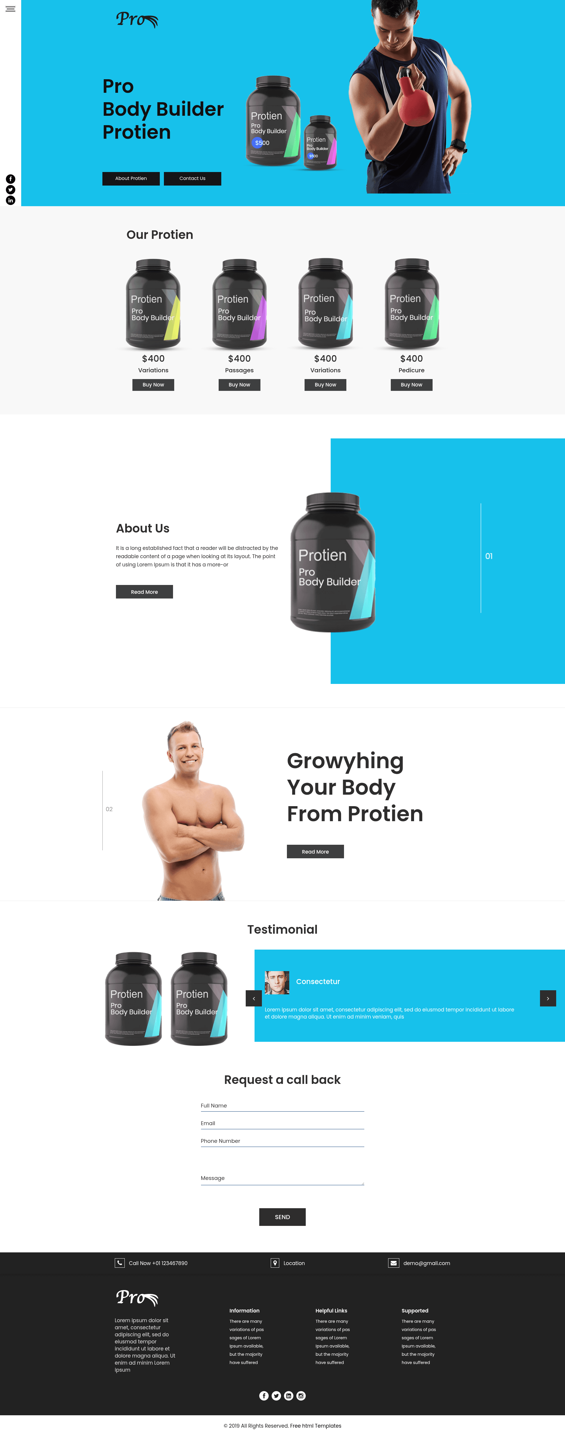 screenshot of Pro - Free Bootstrap 4 HTML5 Fitness Website Template on template0.com