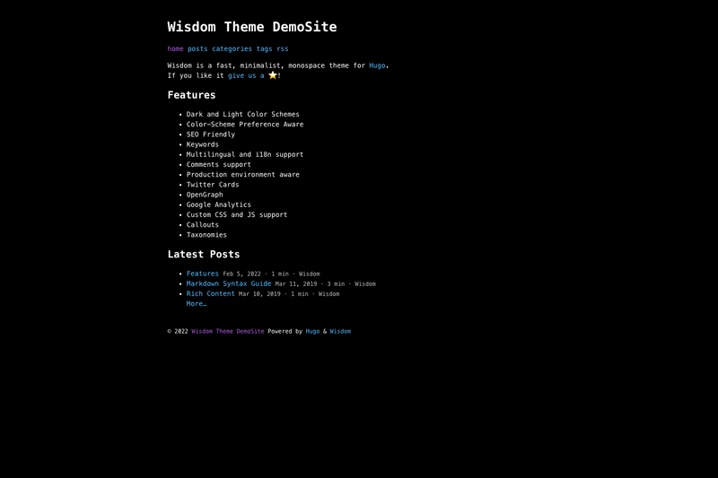 Image for Hugo Theme Wisdom on template0.com Image for Hugo Theme Wisdom on template0.com