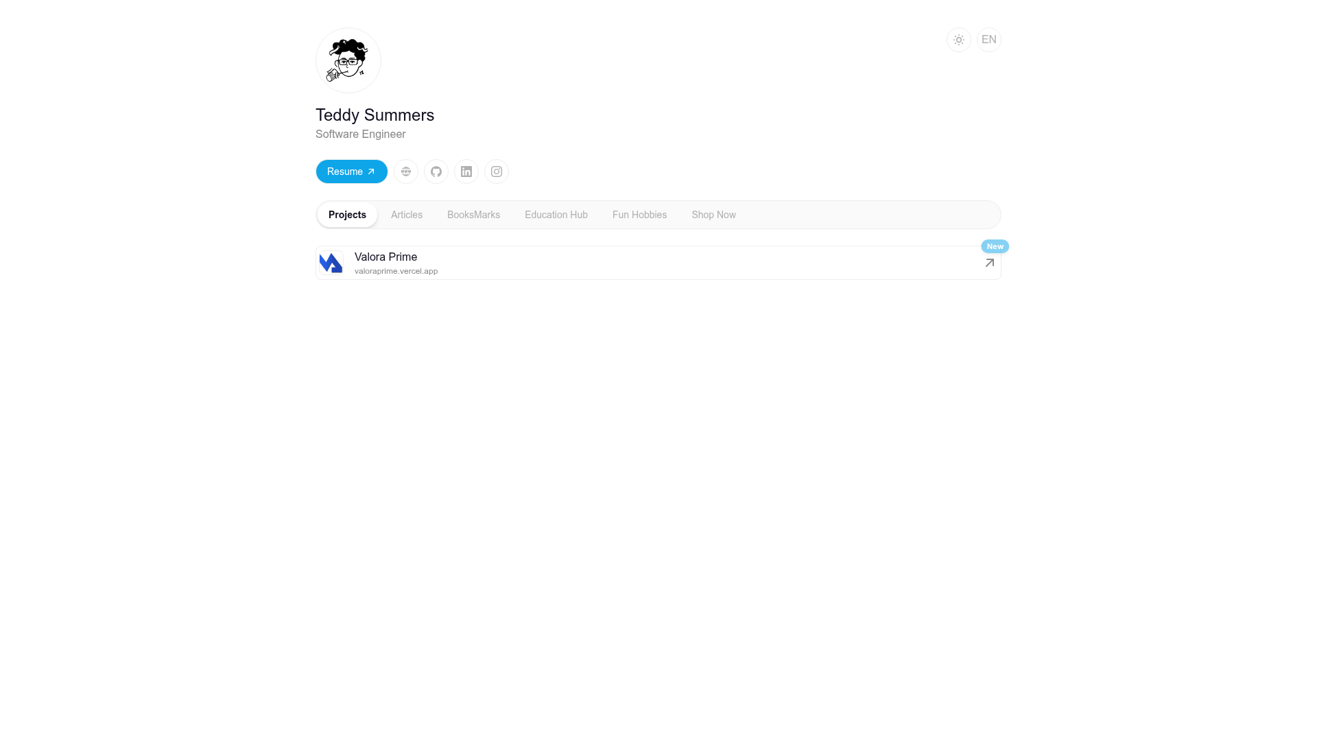 screenshot of Personal Hub on template0.com