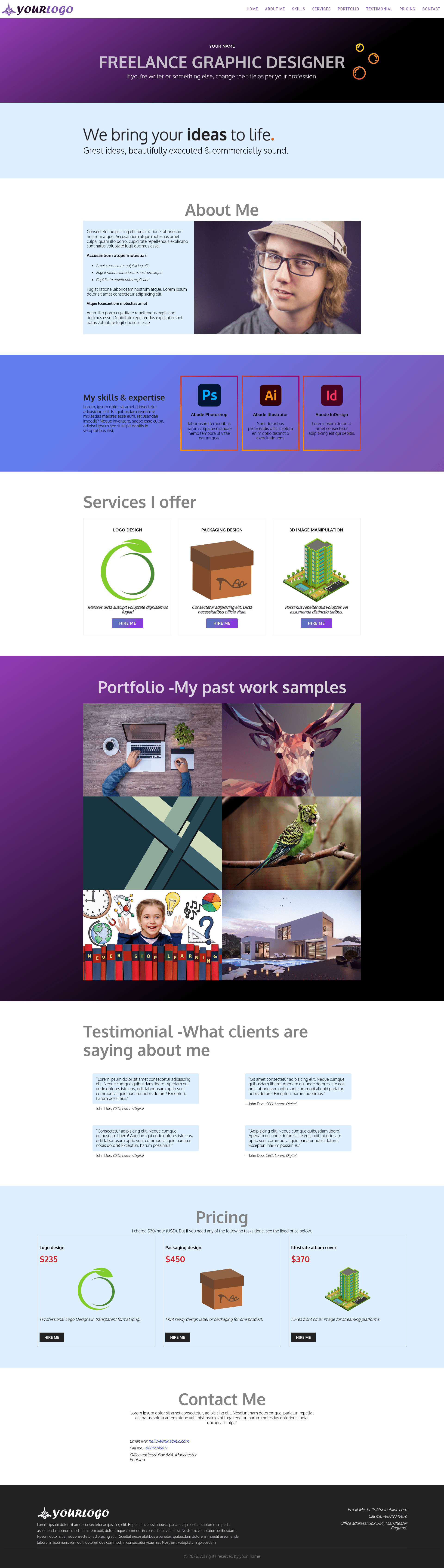 screenshot of Animated Portfolio on template0.com