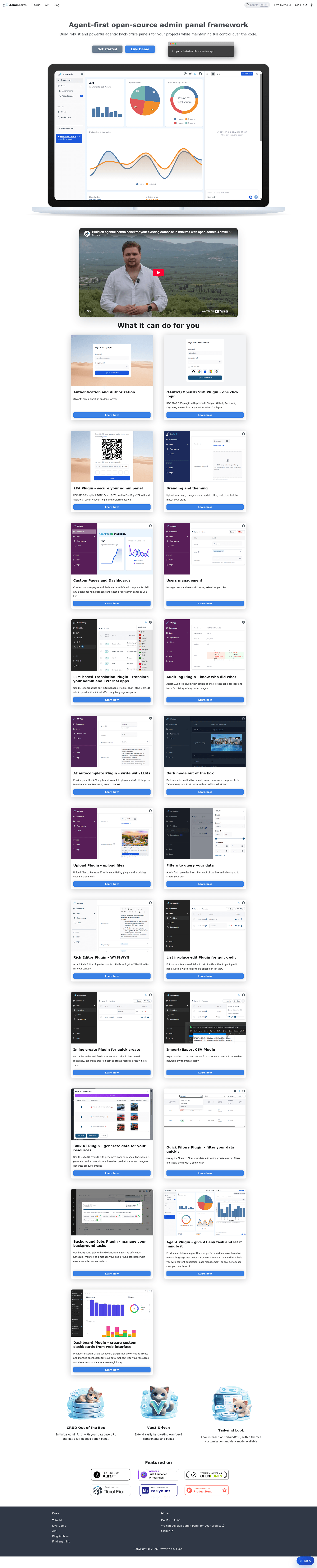 screenshot of AdminForth on template0.com