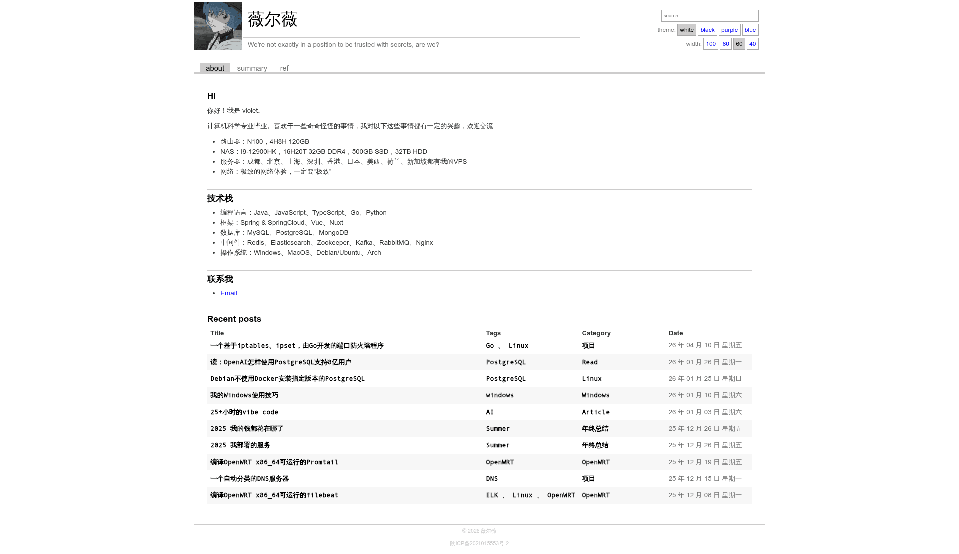 screenshot of Blog Next View on template0.com
