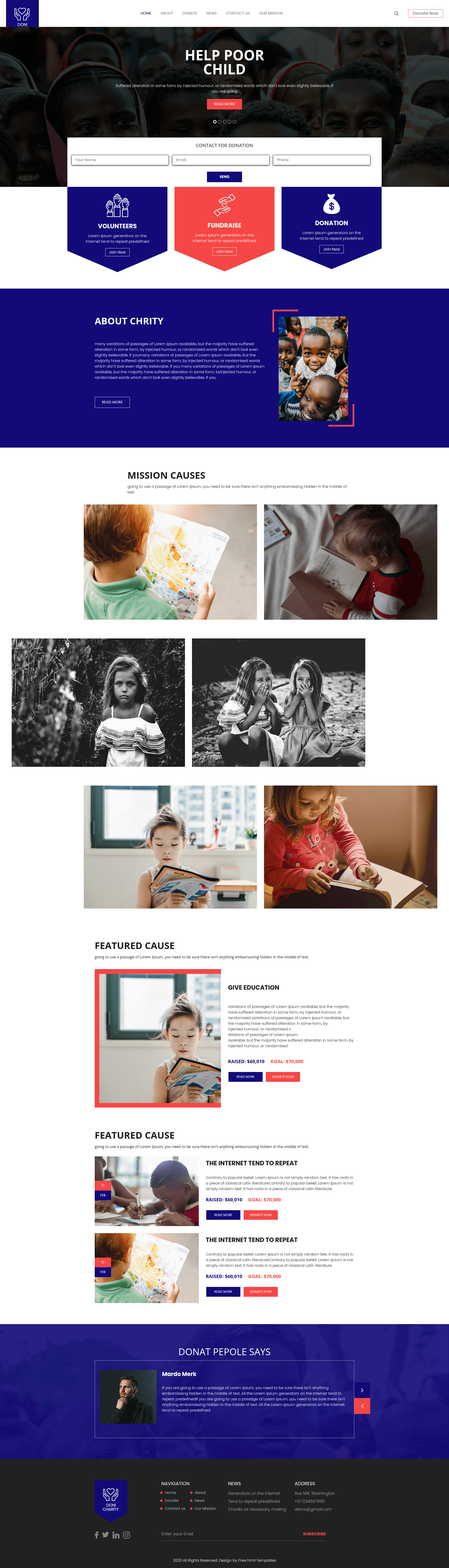 screenshot of Doni – Free Bootstrap 4 HTML5 Charity Website Template on template0.com