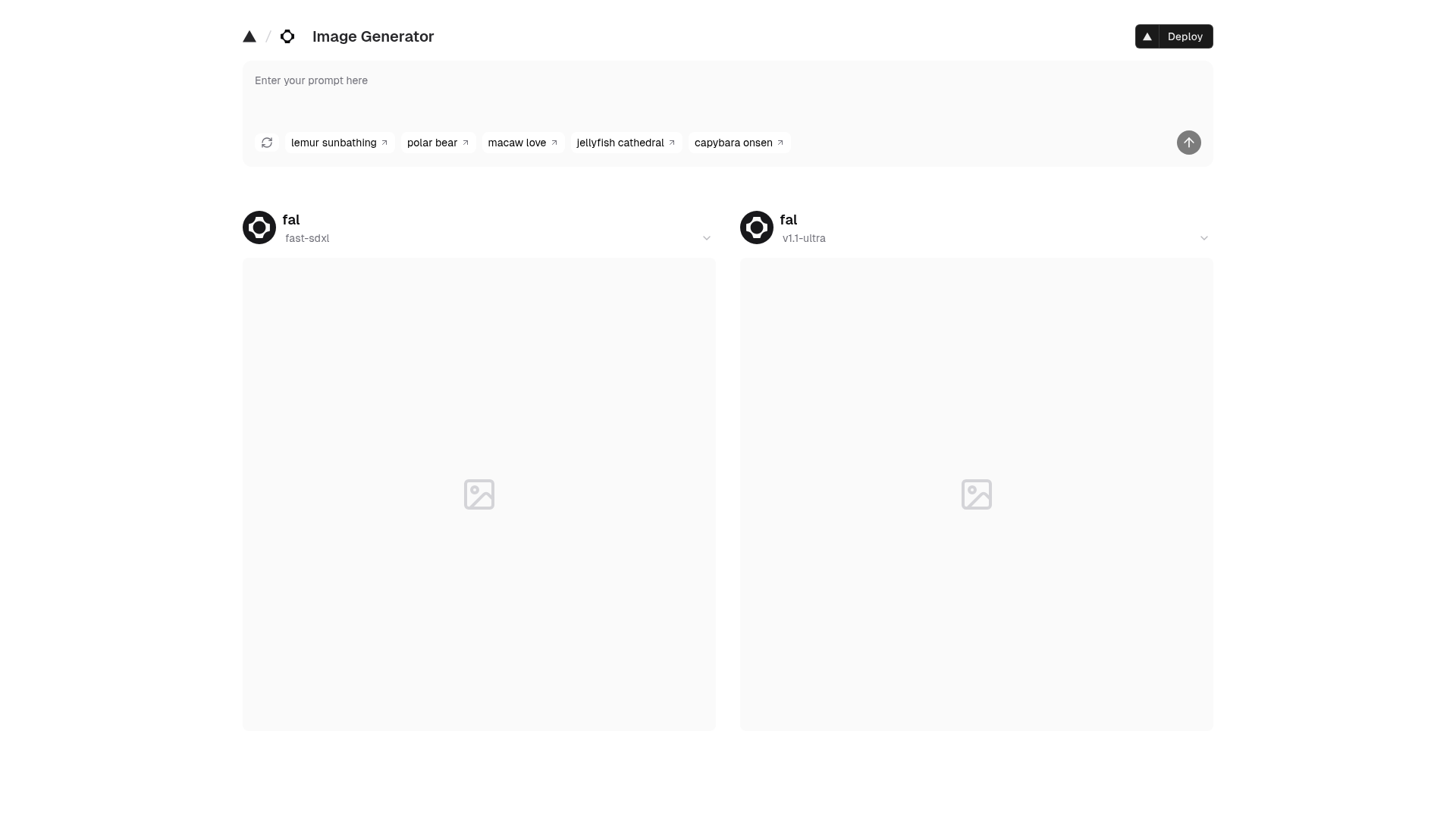 screenshot of Fal Image Generator on template0.com