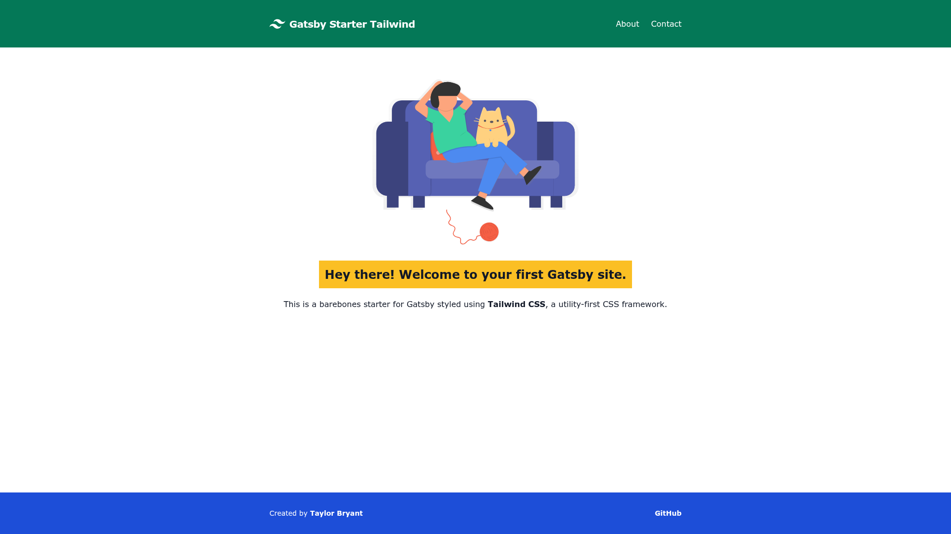 screenshot of Gatsby Starter Tailwind on template0.com