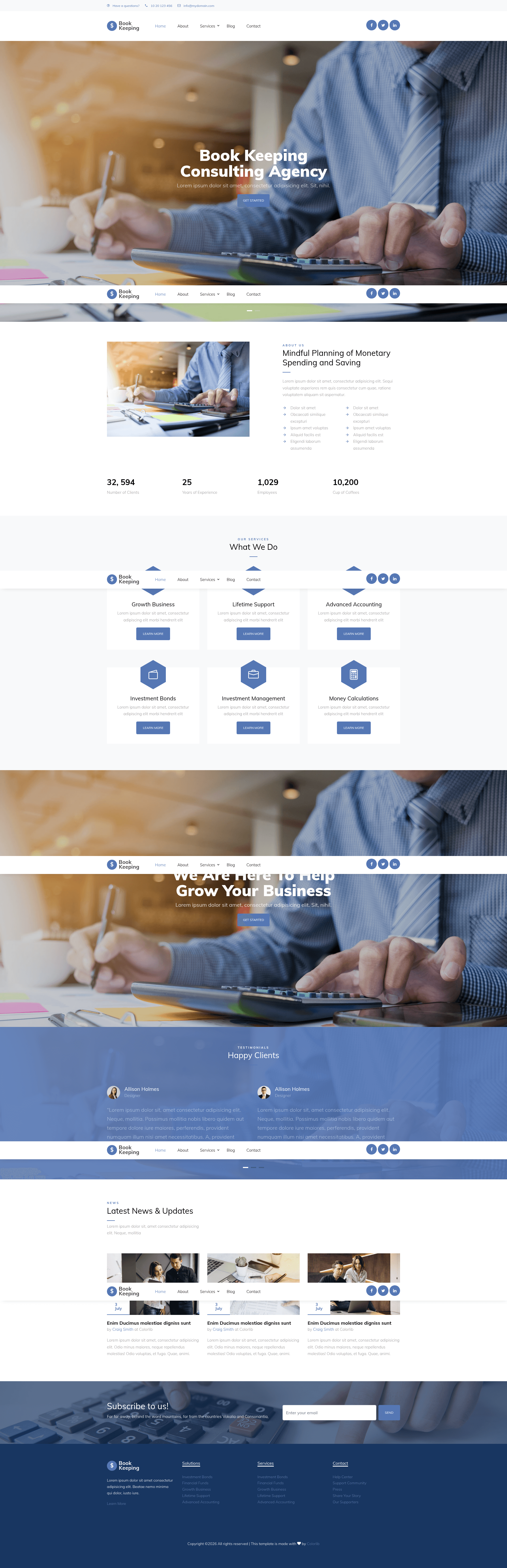 screenshot of Book Keeping on template0.com