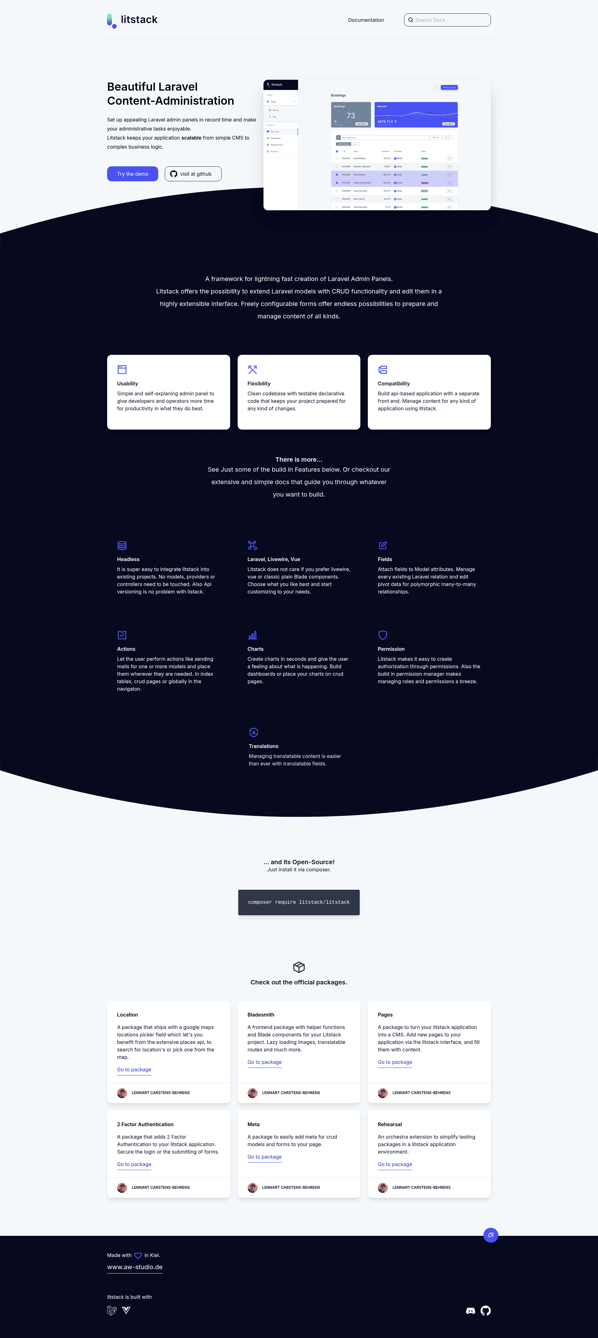 screenshot of Litstack on template0.com