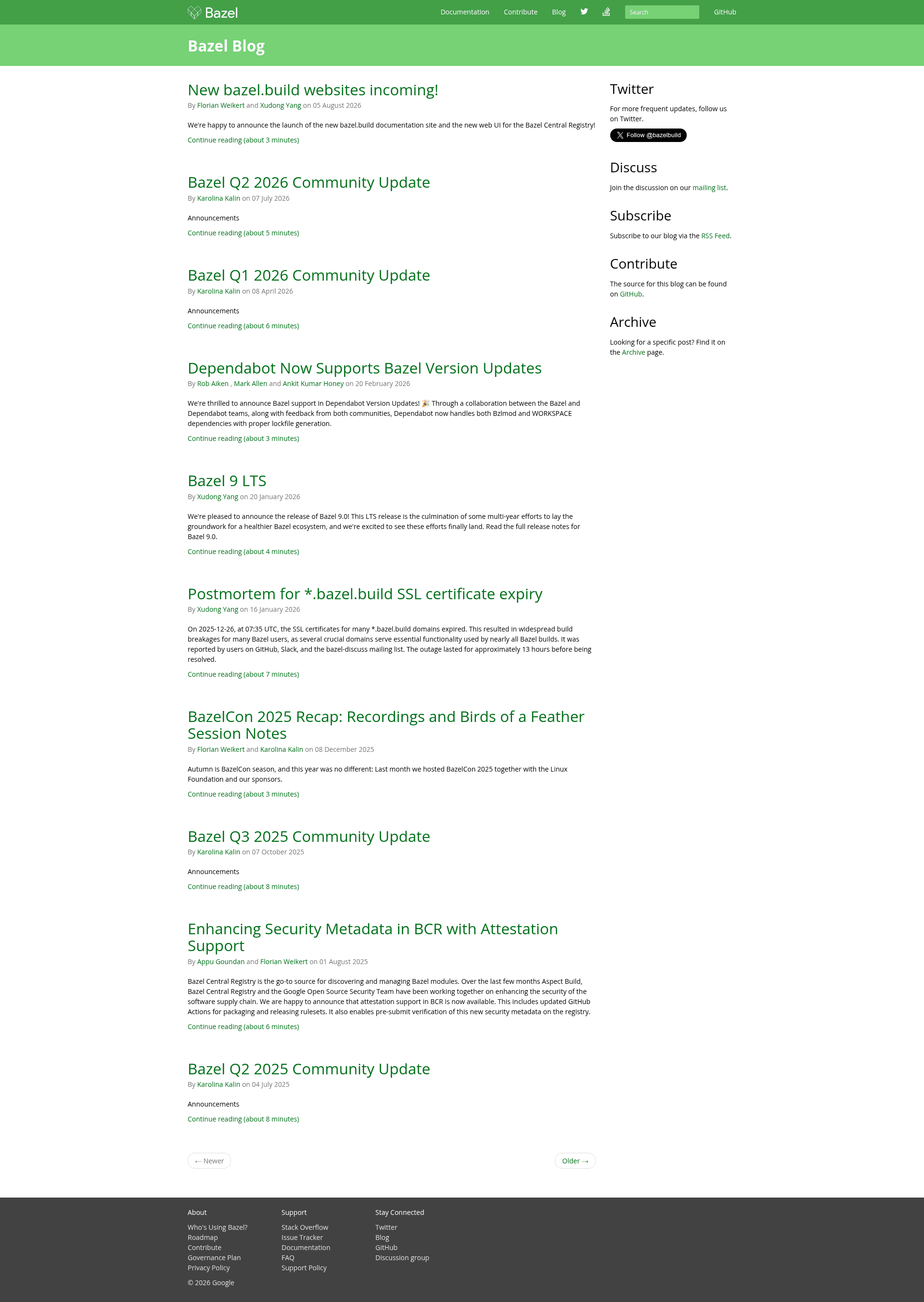 screenshot of Bazel Blog on template0.com