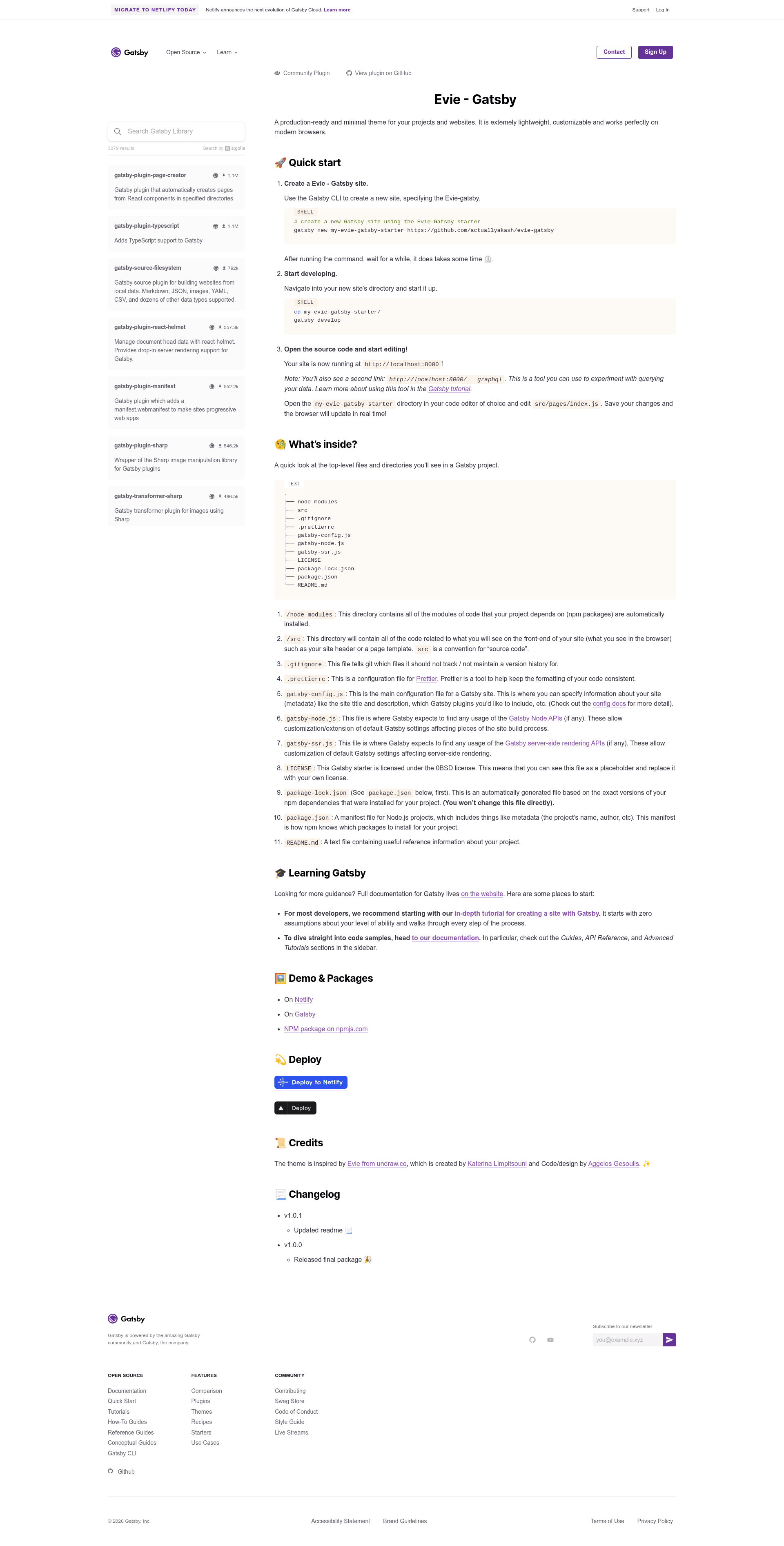 screenshot of Evie Gatsby on template0.com