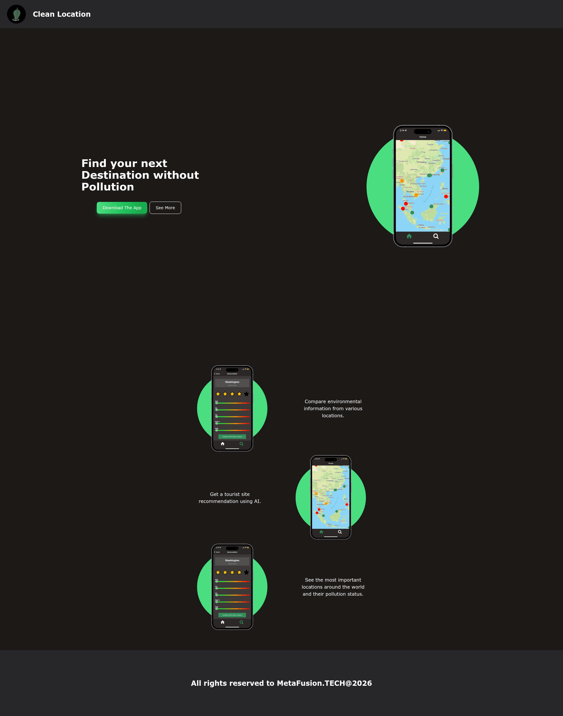 screenshot of Clean Location Landing on template0.com