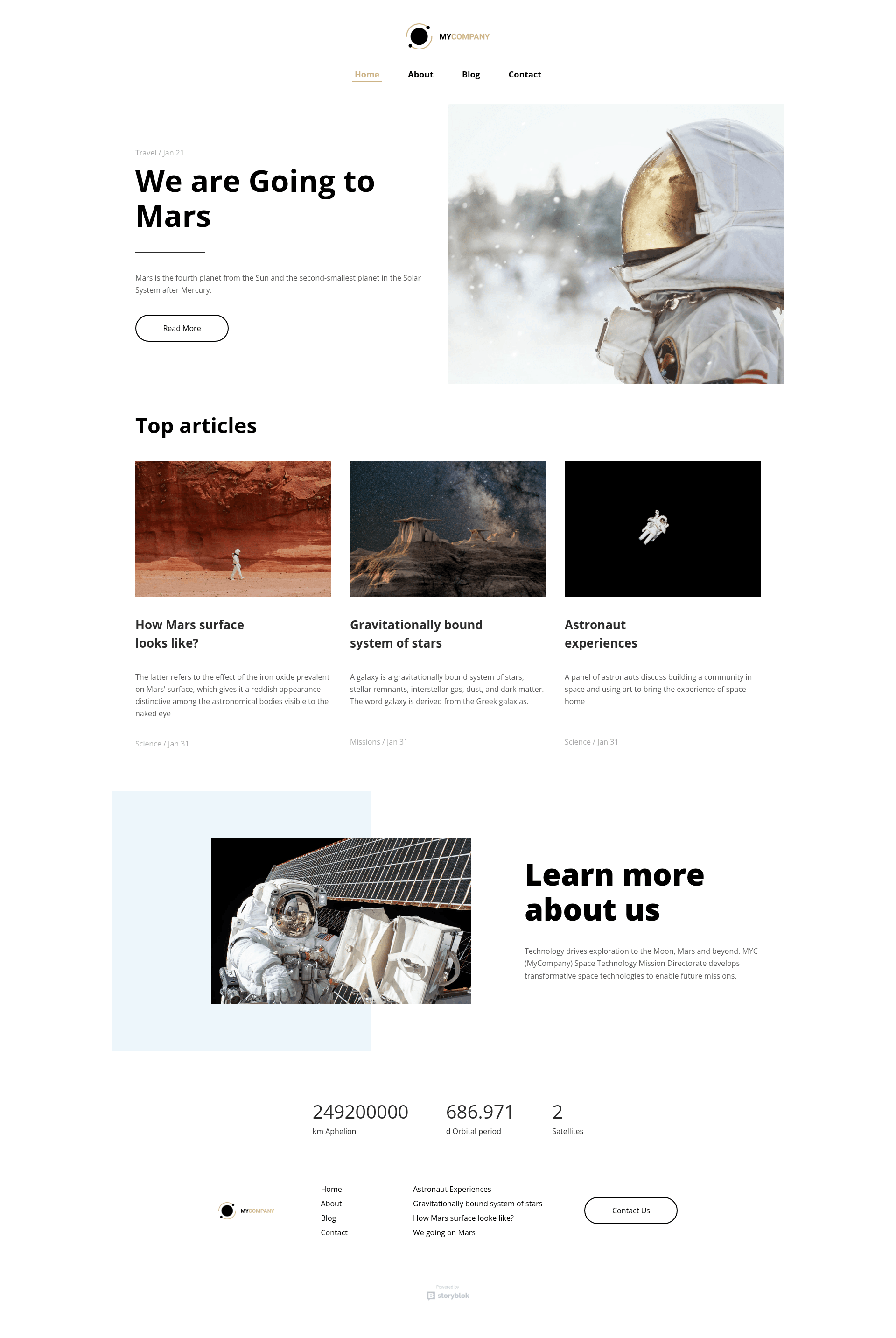 screenshot of Storyblok's Gridsome Boilerplate (Moon-Theme) on template0.com