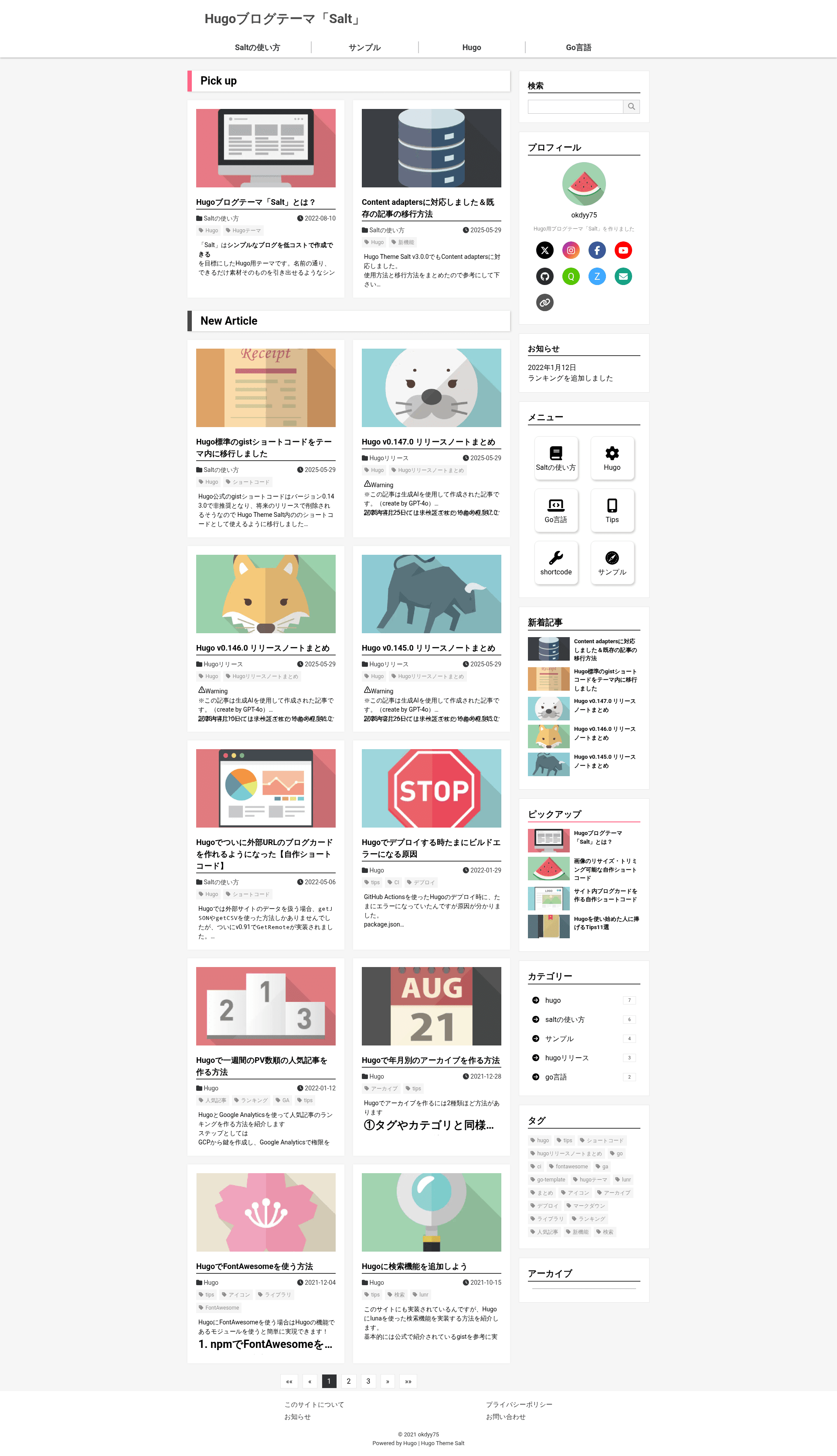 screenshot of Hugo Theme Salt on template0.com