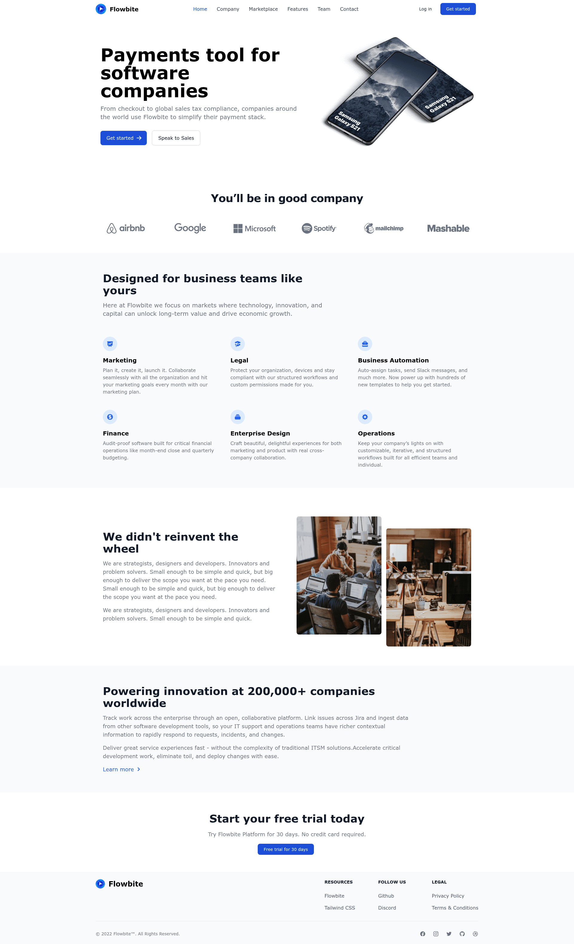 screenshot of Tailwind CSS Landing Page on template0.com