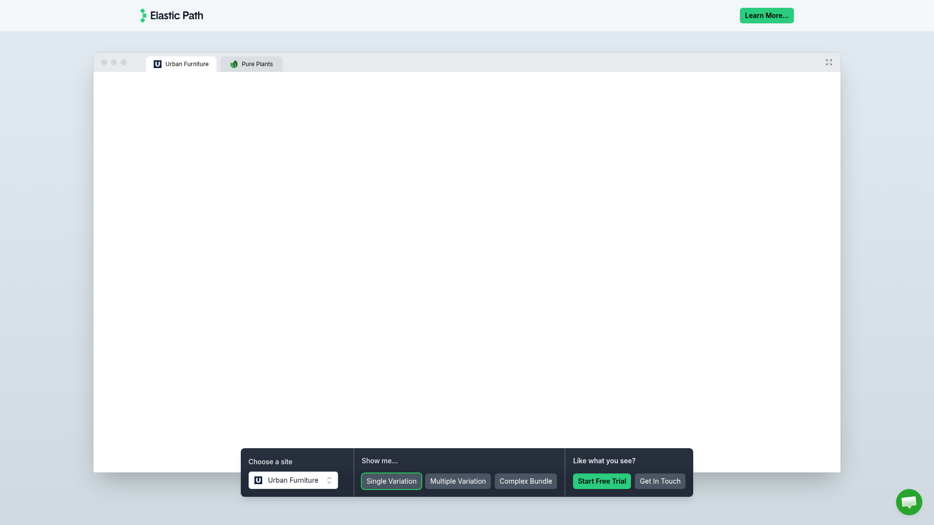 screenshot of Elastic Path Commerce Cloud Gatsby Starter on template0.com
