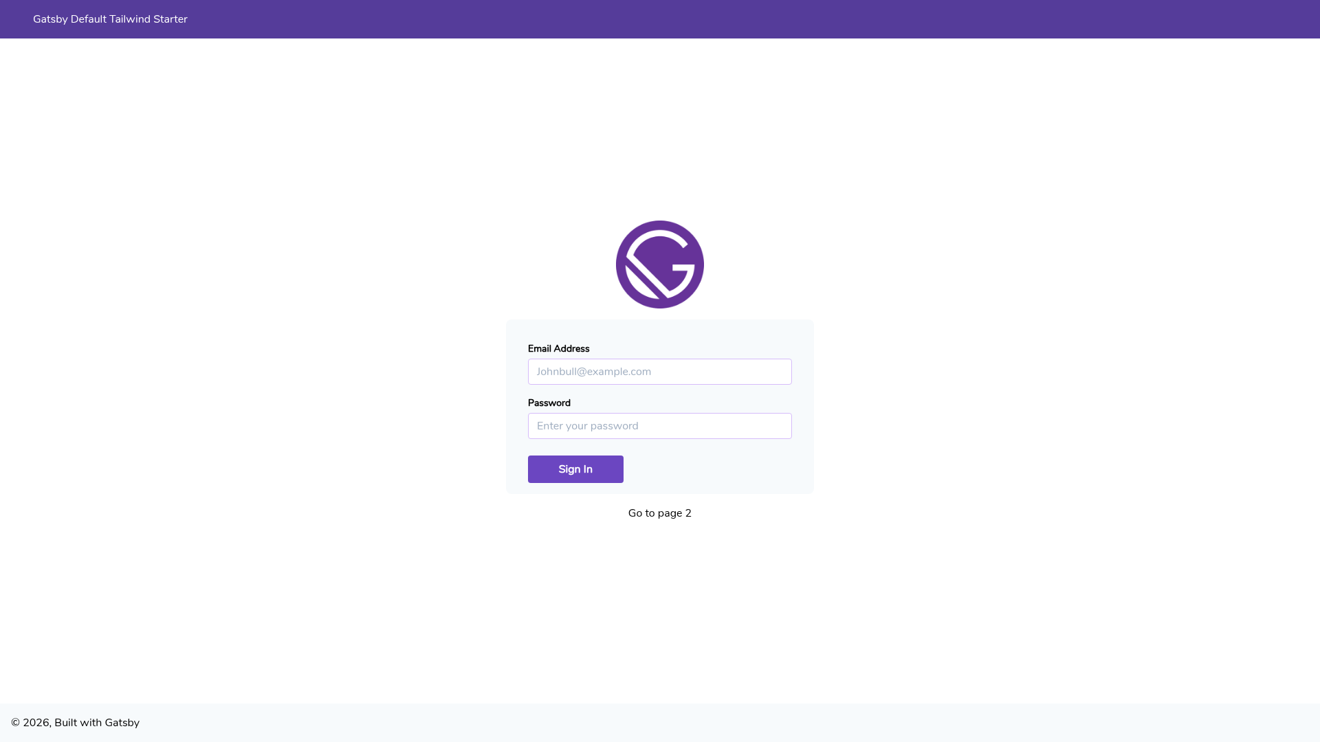 screenshot of Gatsby Tailwind Starter on template0.com