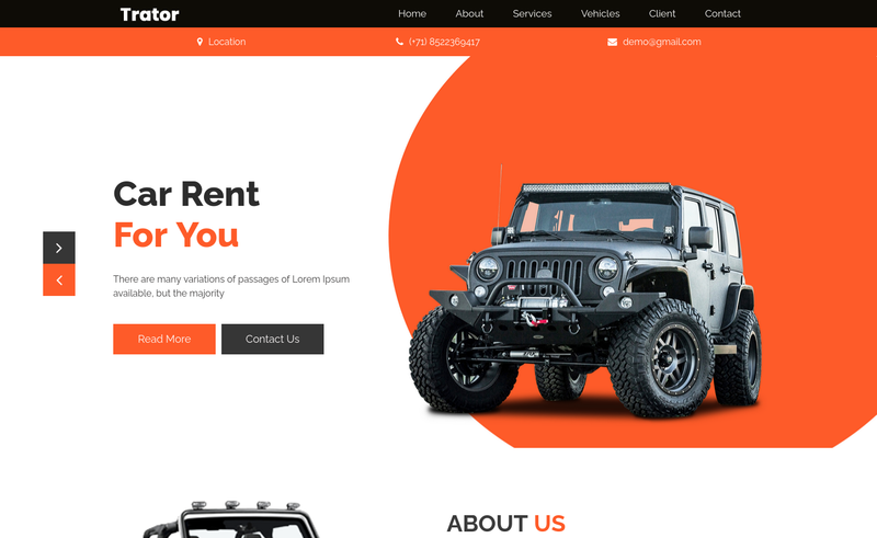 Image for Trator – Free Bootstrap 4 Car Renting Website Template on template0.com Image for Trator – Free Bootstrap 4 Car Renting Website Template on template0.com