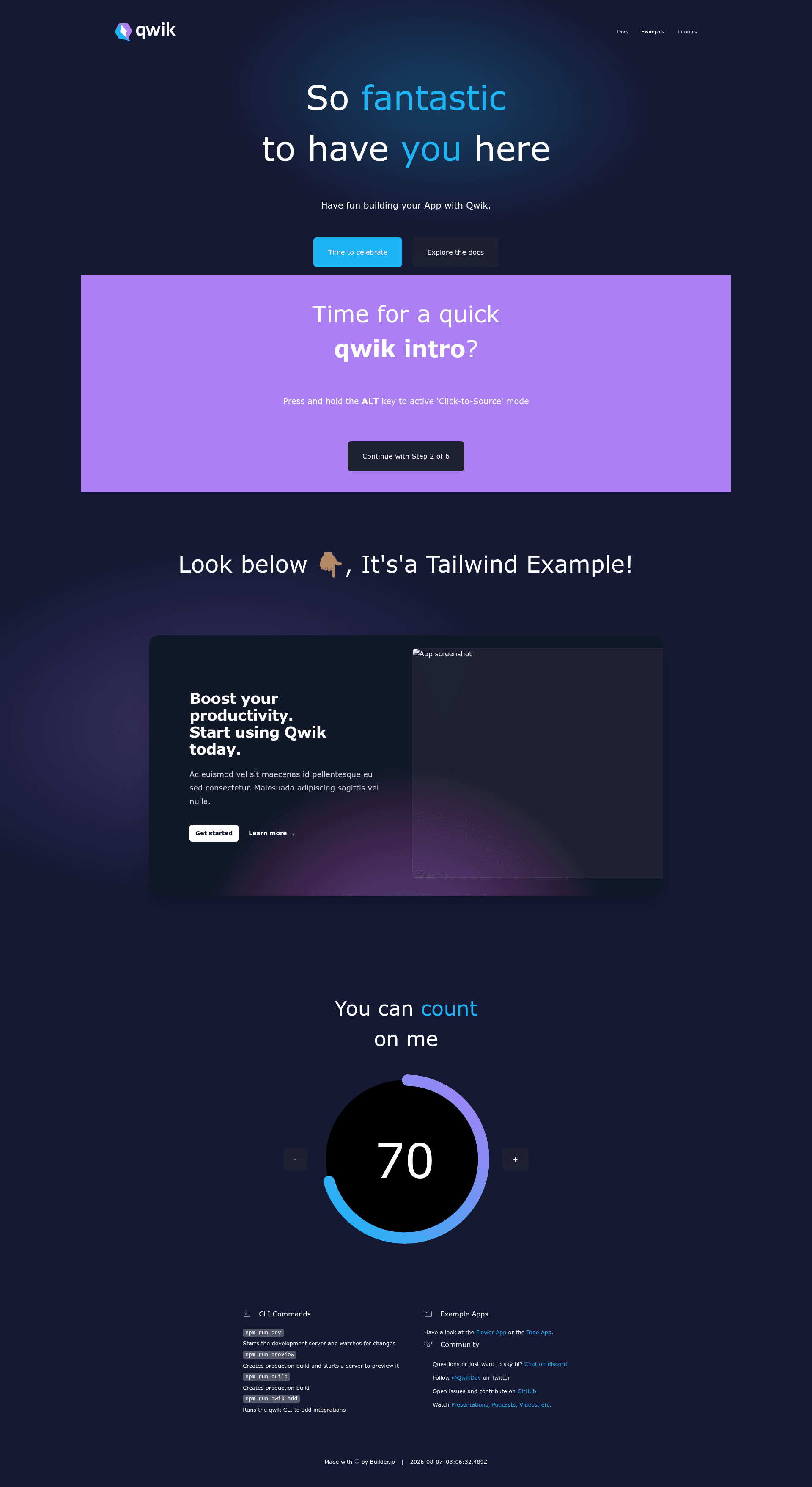 screenshot of Qwik City App on template0.com