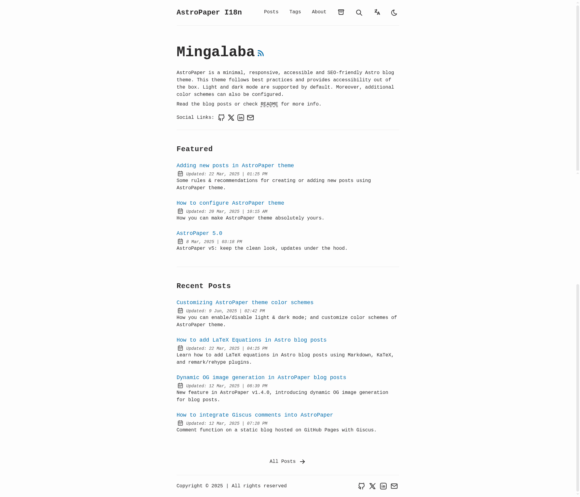 screenshot of AstroPaper I18n on template0.com
