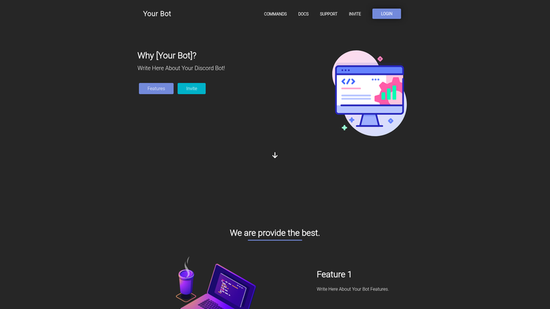 Image for Advanced Discord Bot Website on template0.com Image for Advanced Discord Bot Website on template0.com