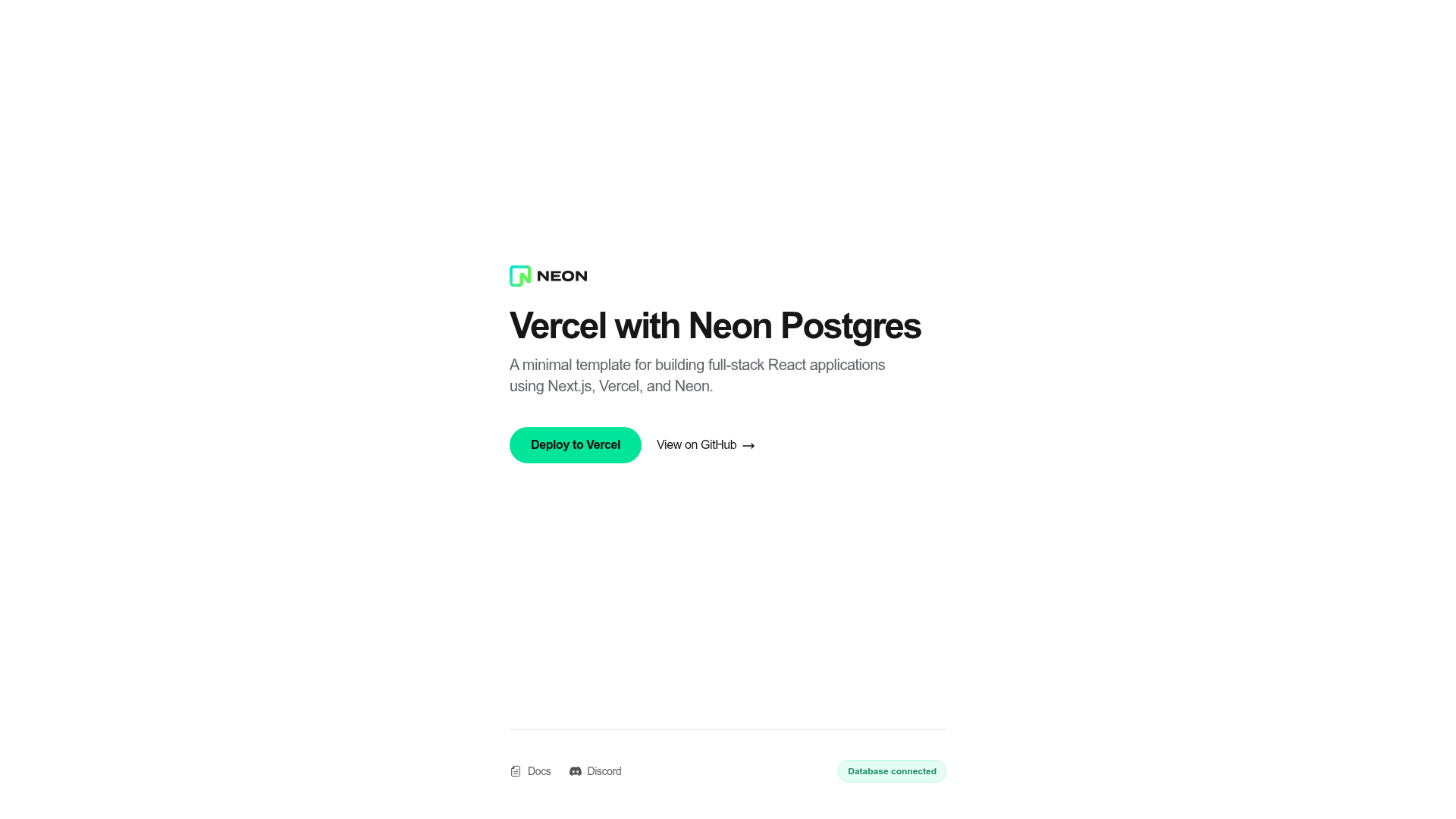 screenshot of Neon Postgres Vercel Marketplace Template on template0.com