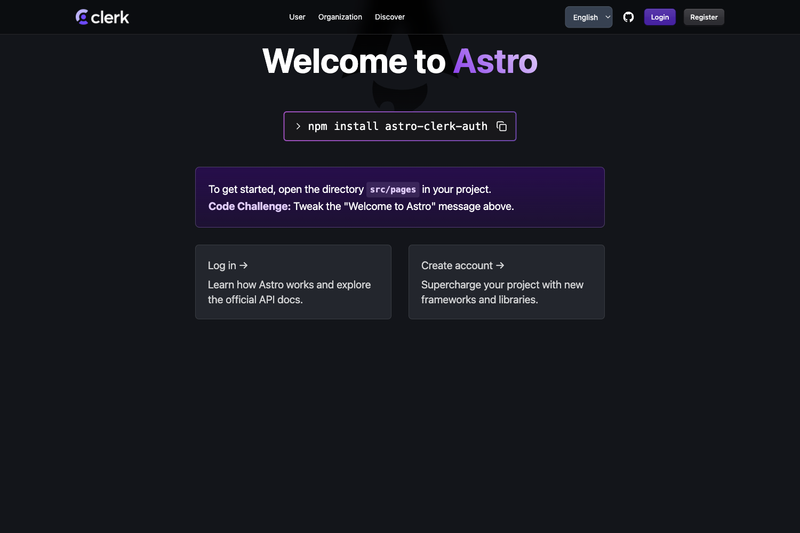 Image for Astro With Clerk Auth on template0.com Image for Astro With Clerk Auth on template0.com