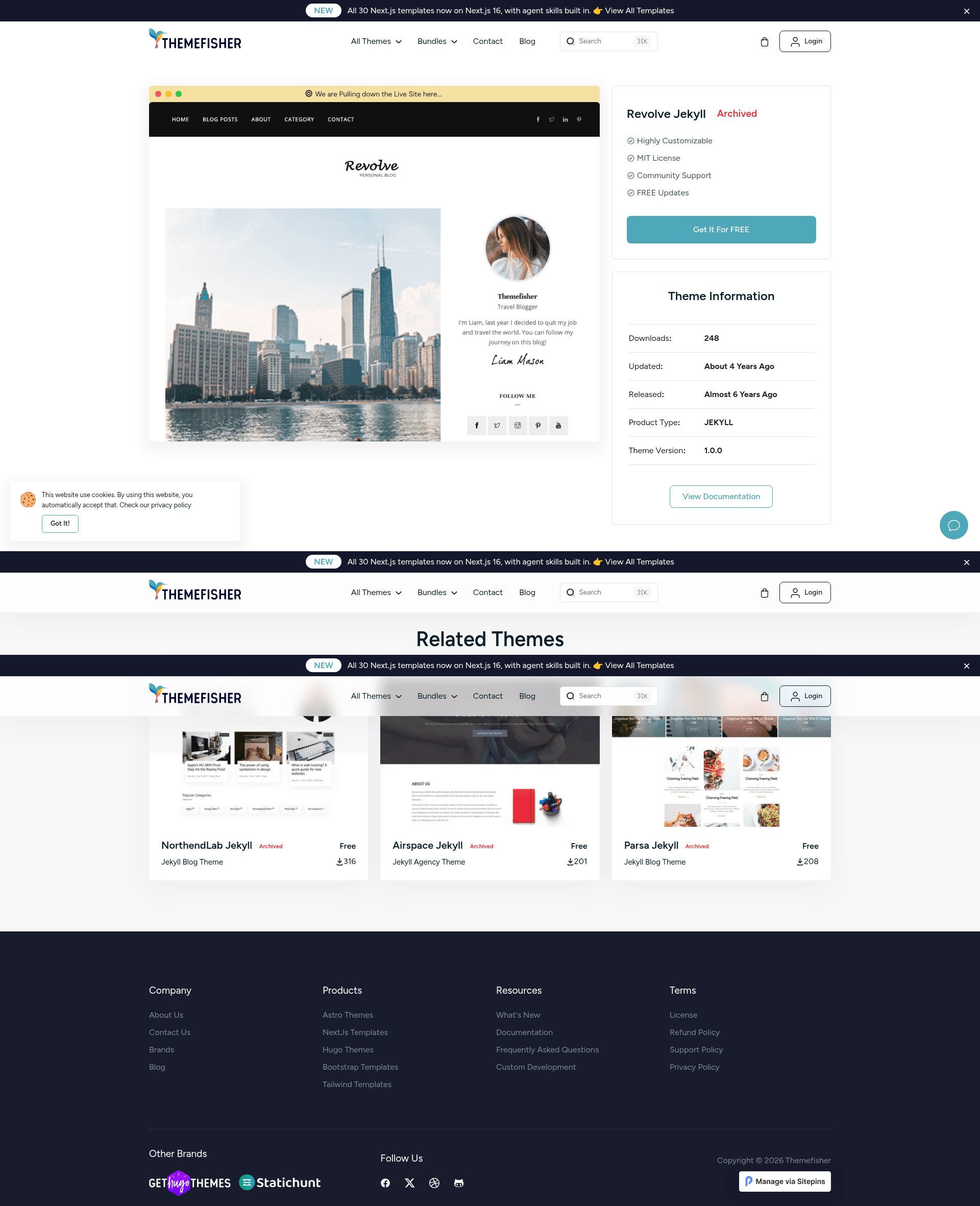 screenshot of Revolve Jekyll on template0.com