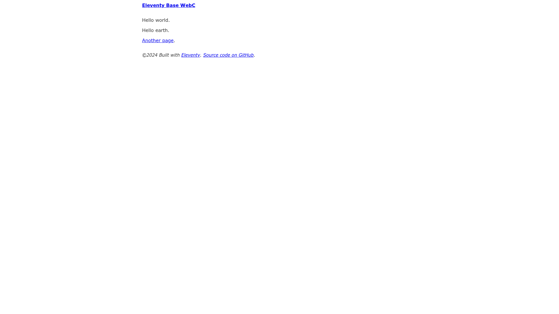 screenshot of Eleventy Base Webc on template0.com
