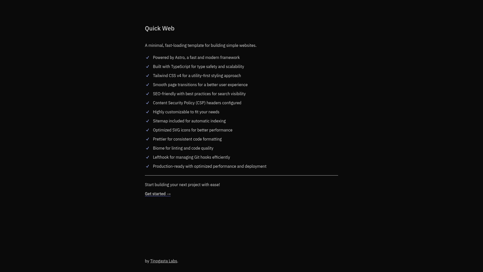 screenshot of Quick Web on template0.com