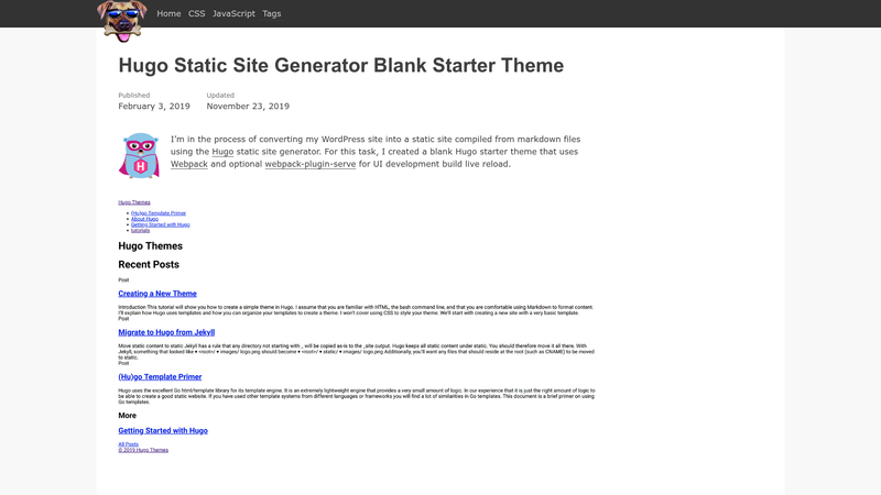 Image for Hugo Starter Theme on template0.com Image for Hugo Starter Theme on template0.com