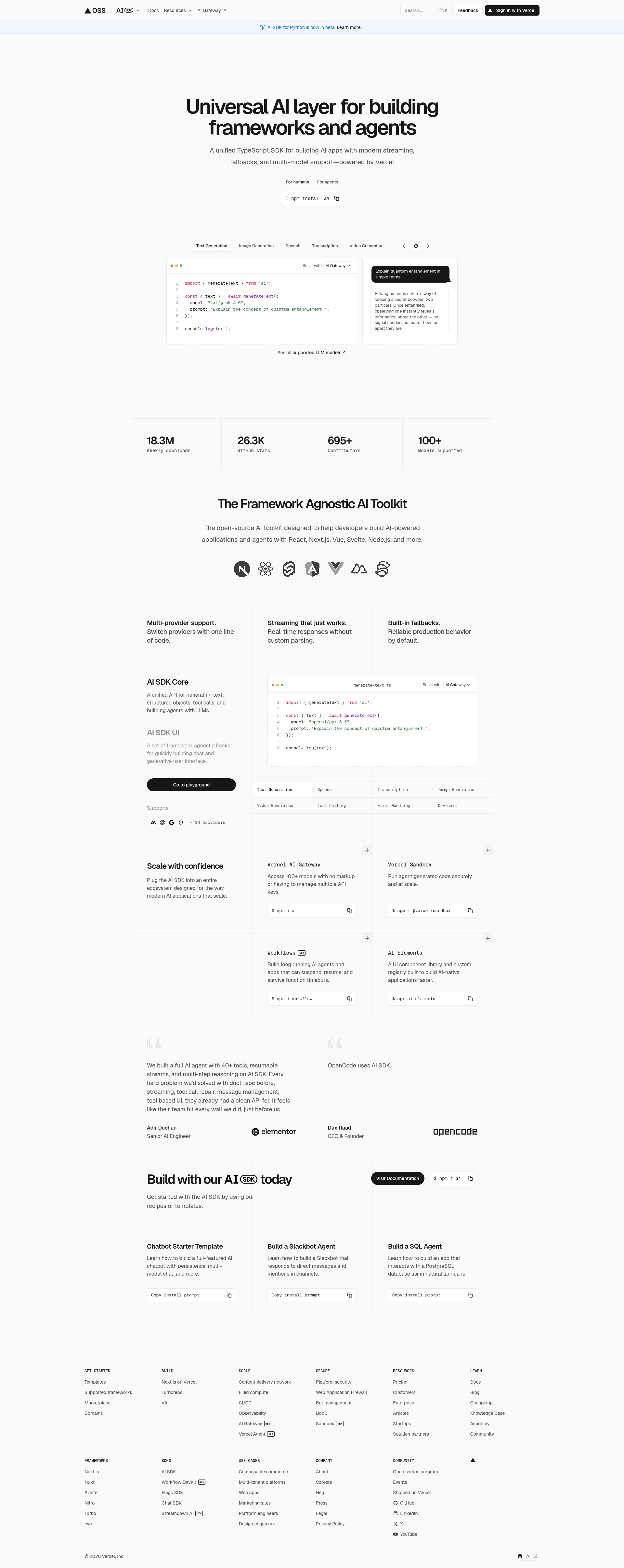 screenshot of AI SDK Slackbot on template0.com