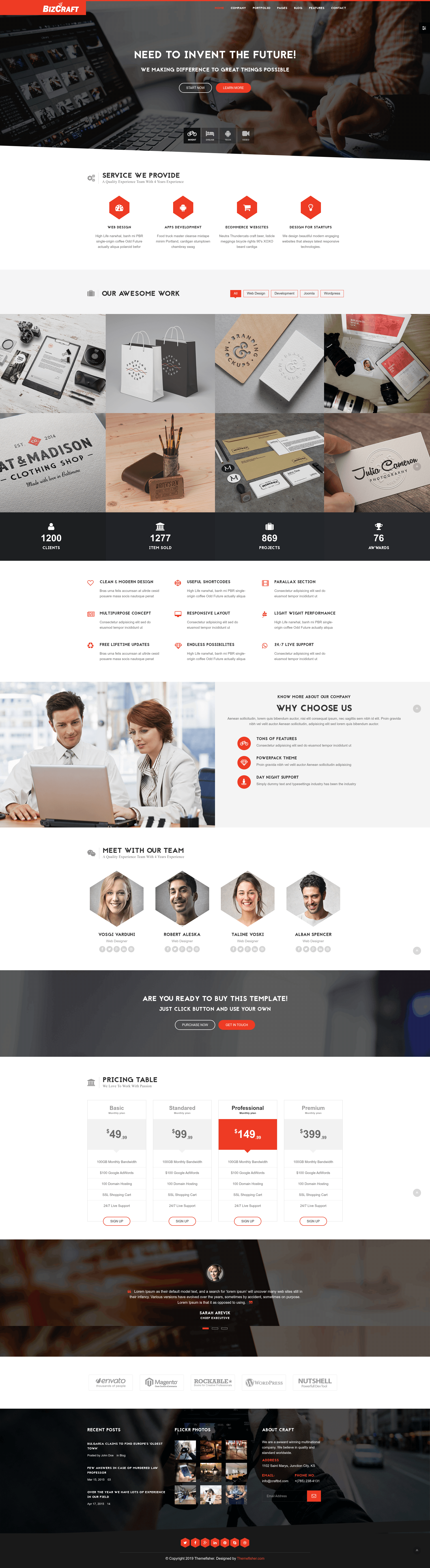 screenshot of BizCraft on template0.com