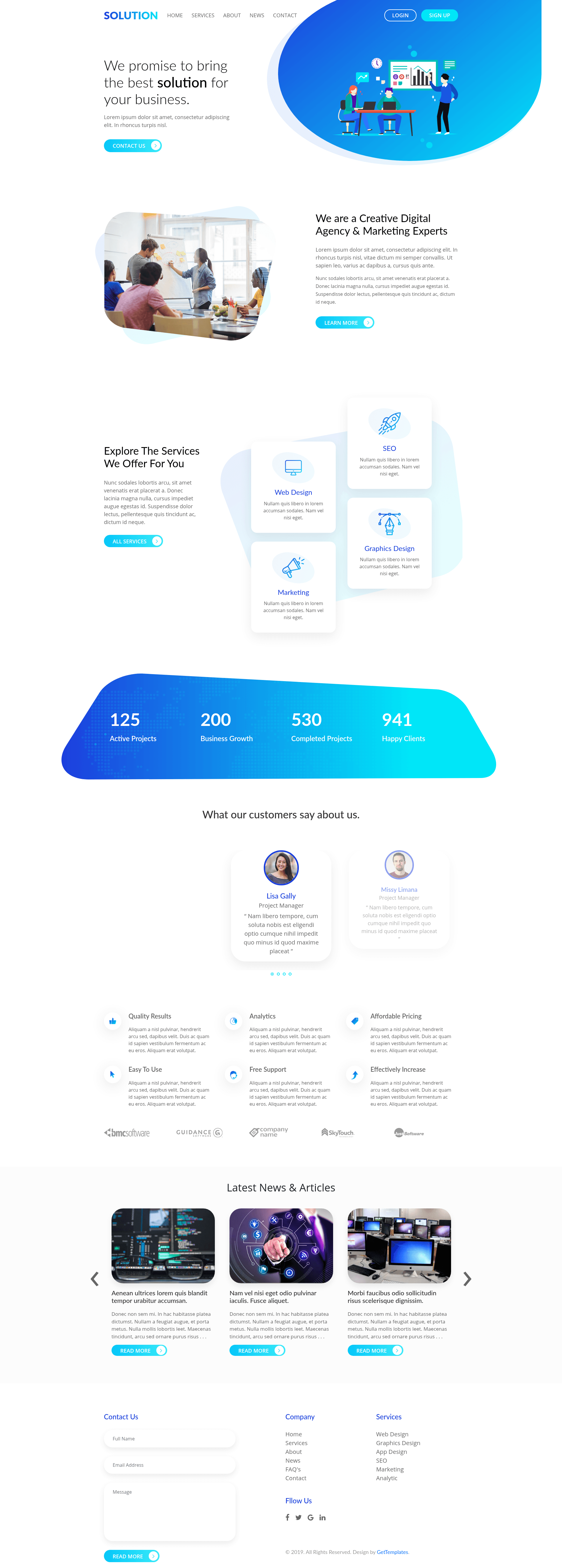 screenshot of Solution - Free HTML5 Business Agency Website Template on template0.com