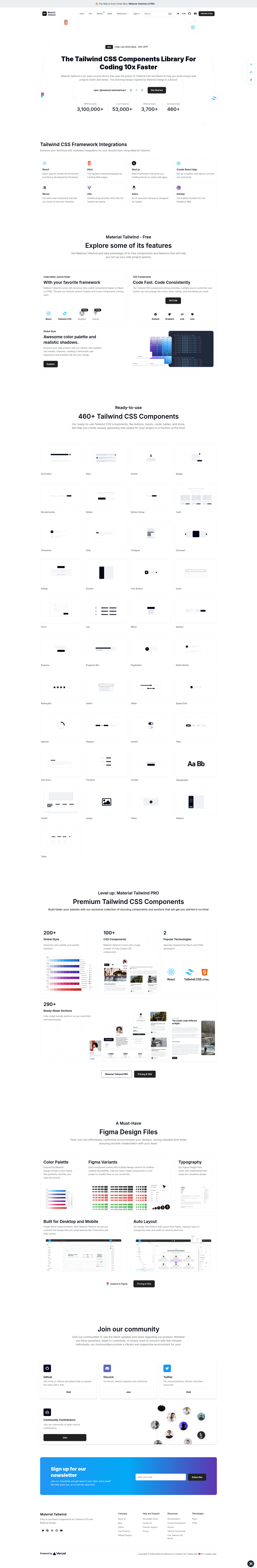 screenshot of Material Tailwind on template0.com